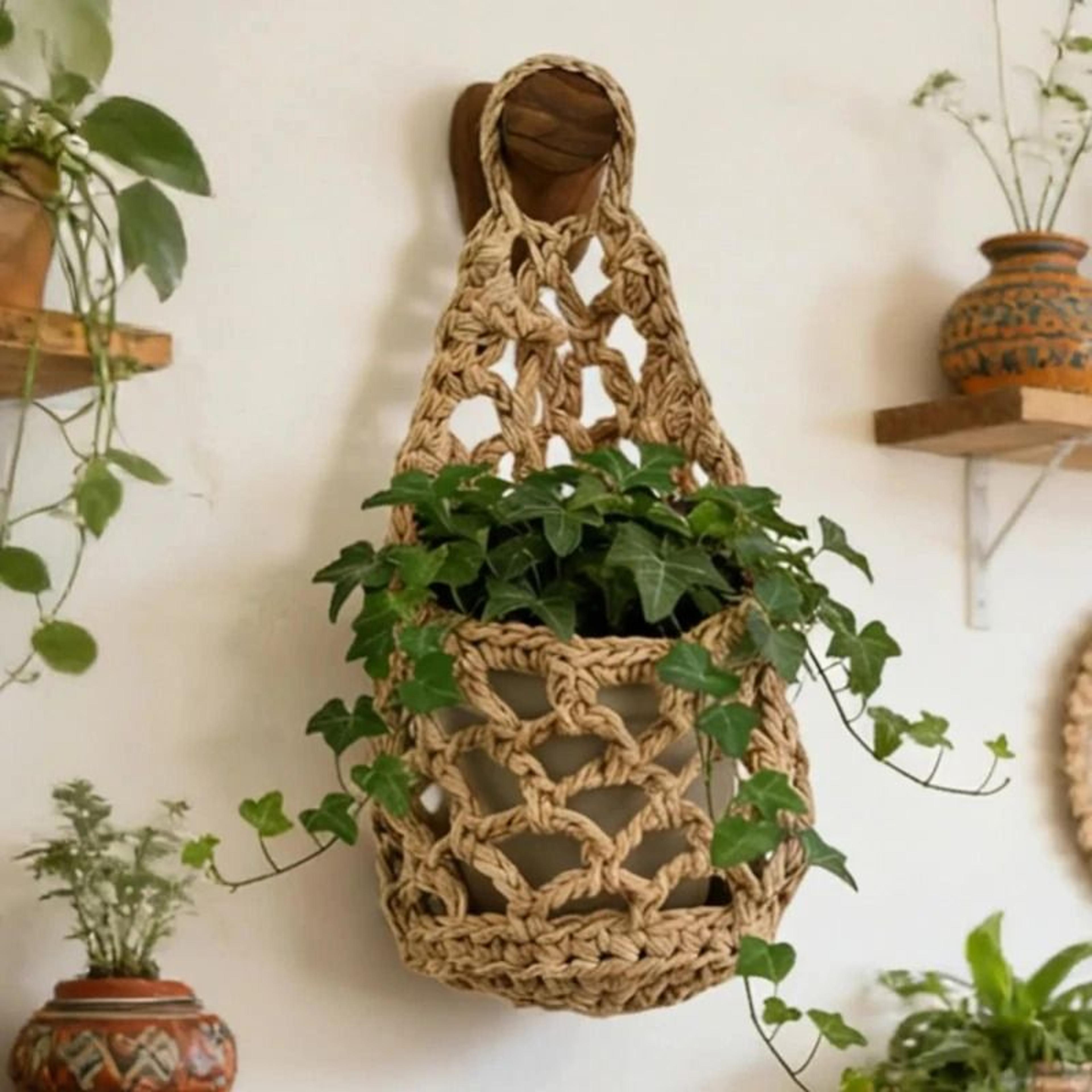 Boho Macrame Plant Hanger And Woven Hanging Storage Basket 5
