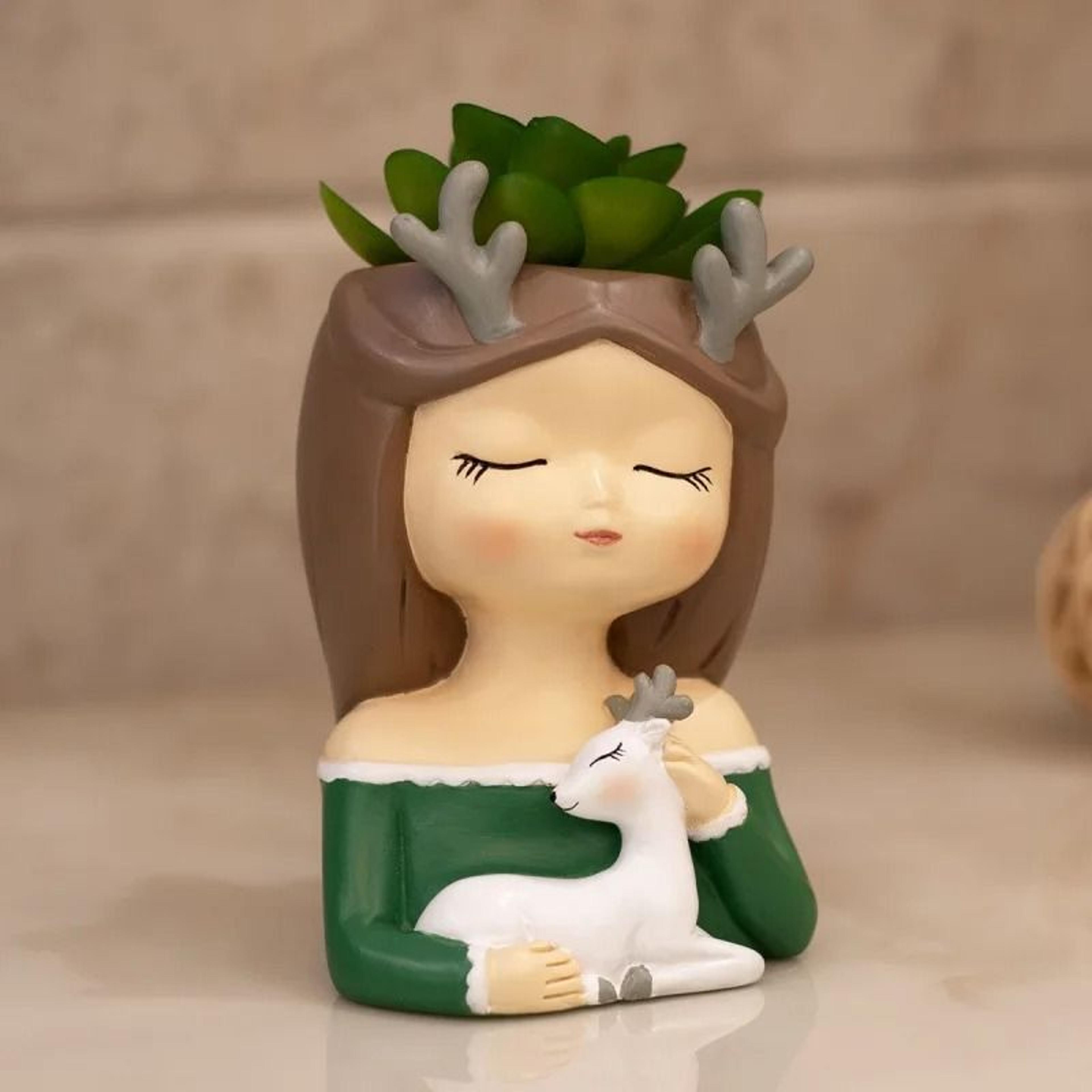 Cute Girl Portrait Succulent Planter 7