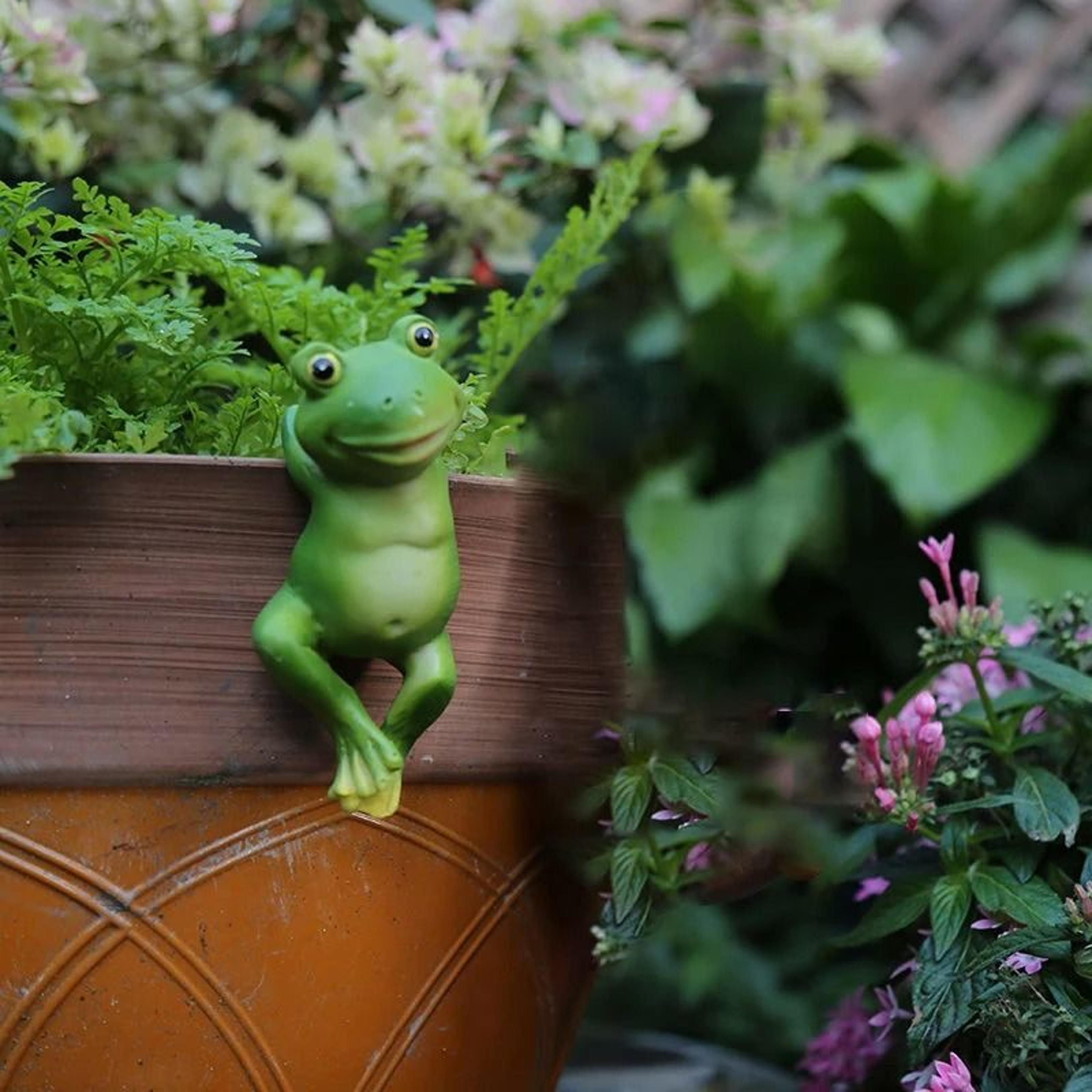 Cute Rabbit And Frog Hanging Garden Pot Ornament 1