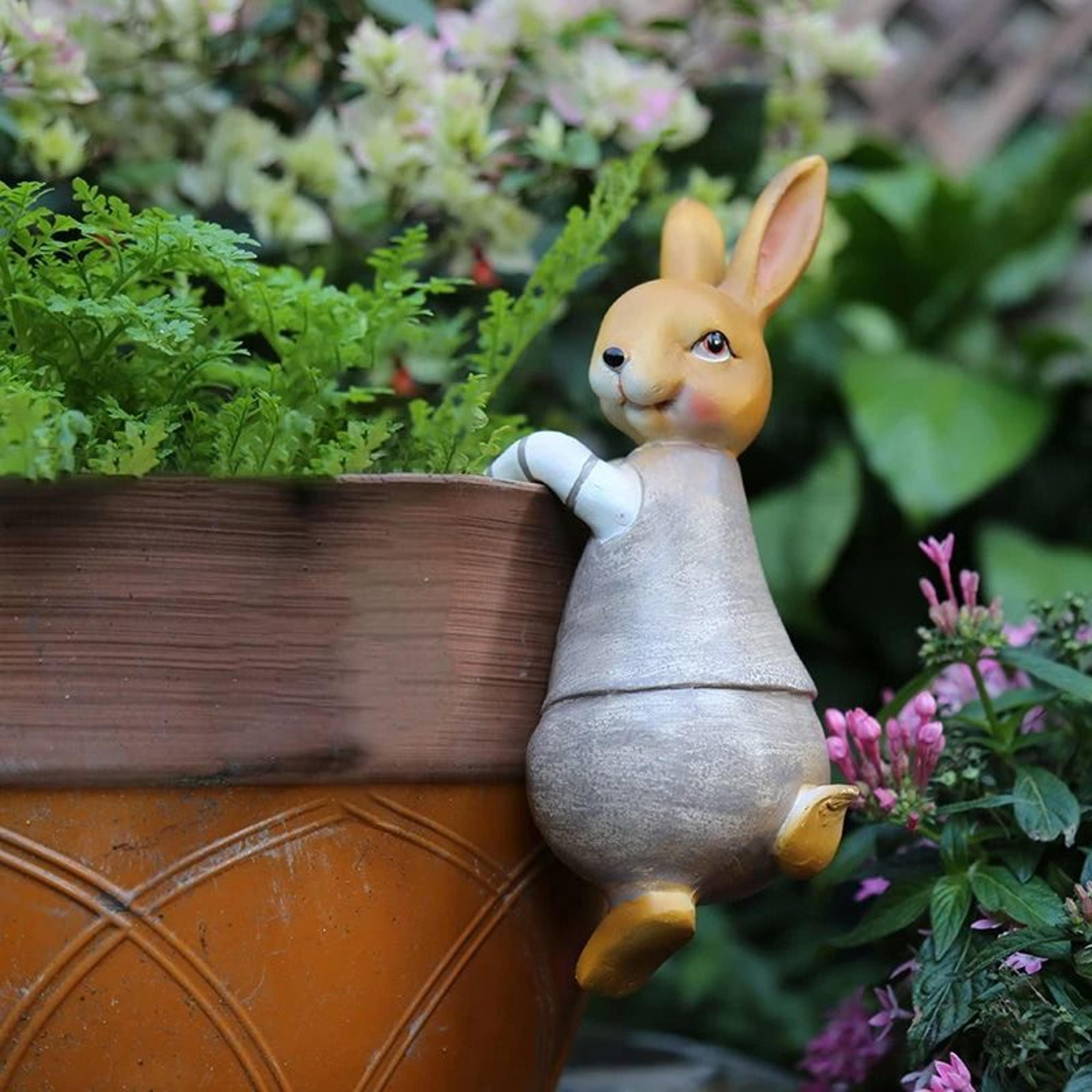 Cute Rabbit And Frog Hanging Garden Pot Ornament 7
