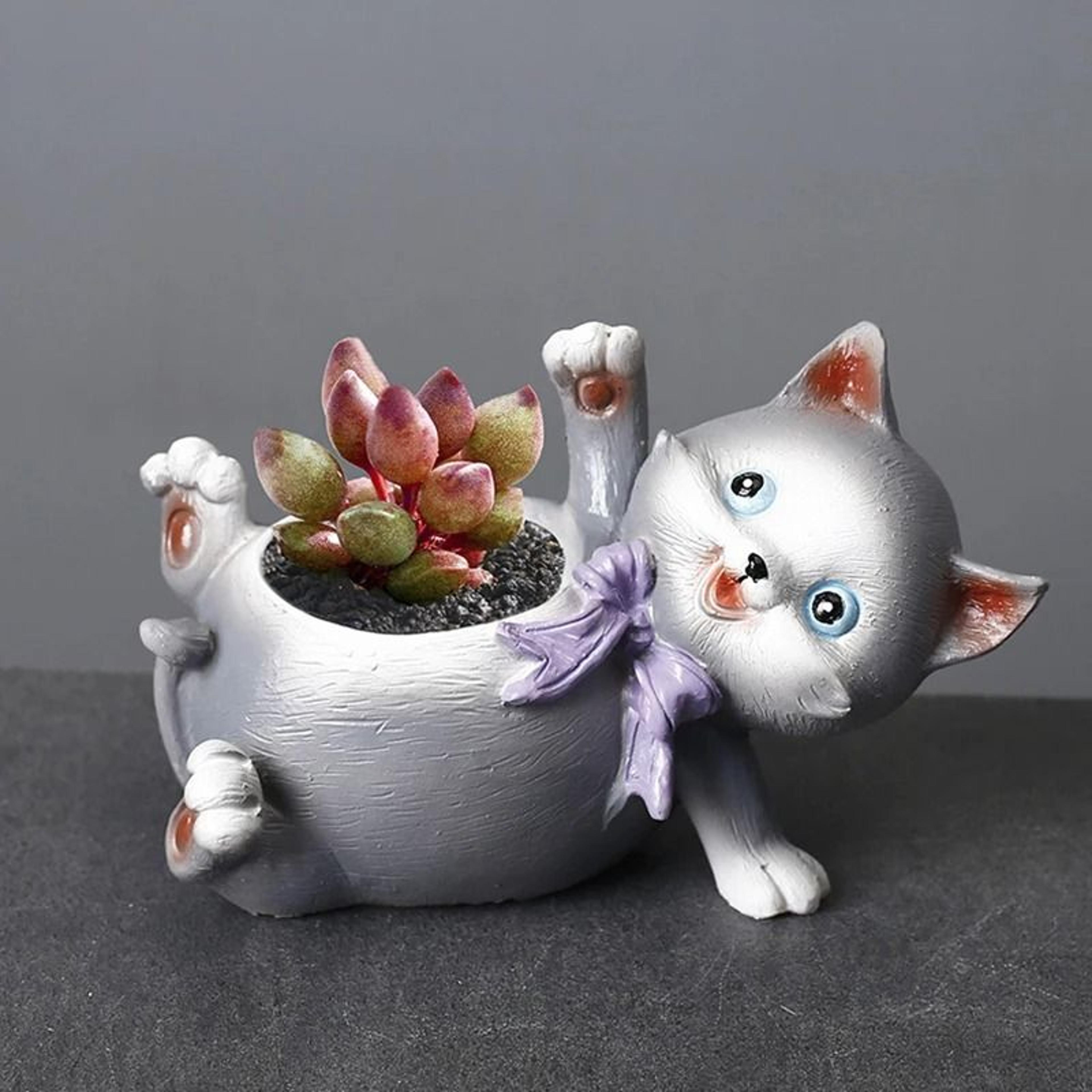 Cute Cat Succulent Planter Resin Indoor Plant Pot 4