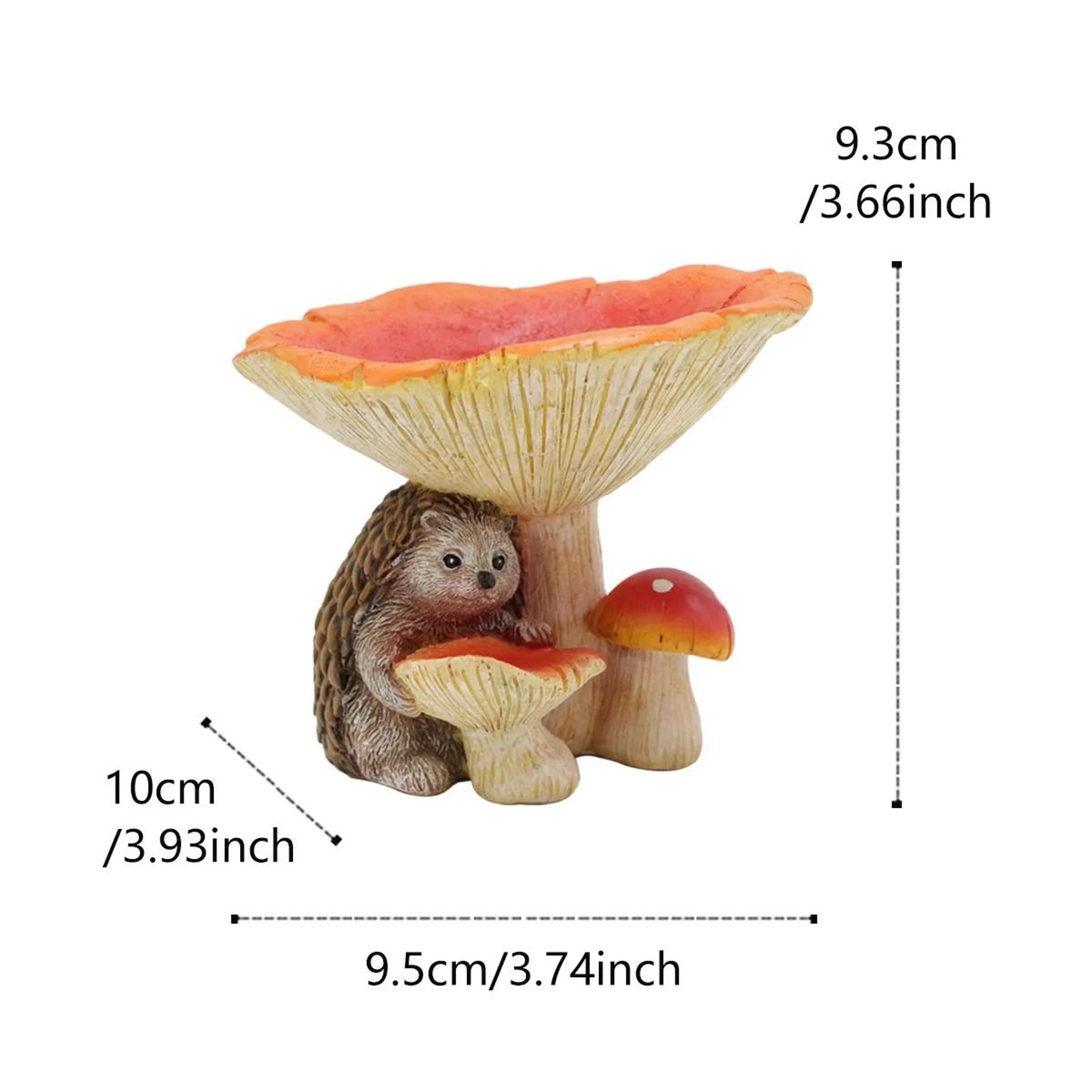 Whimsical Hedgehog Mushroom Bird Feeder Garden Statue 2