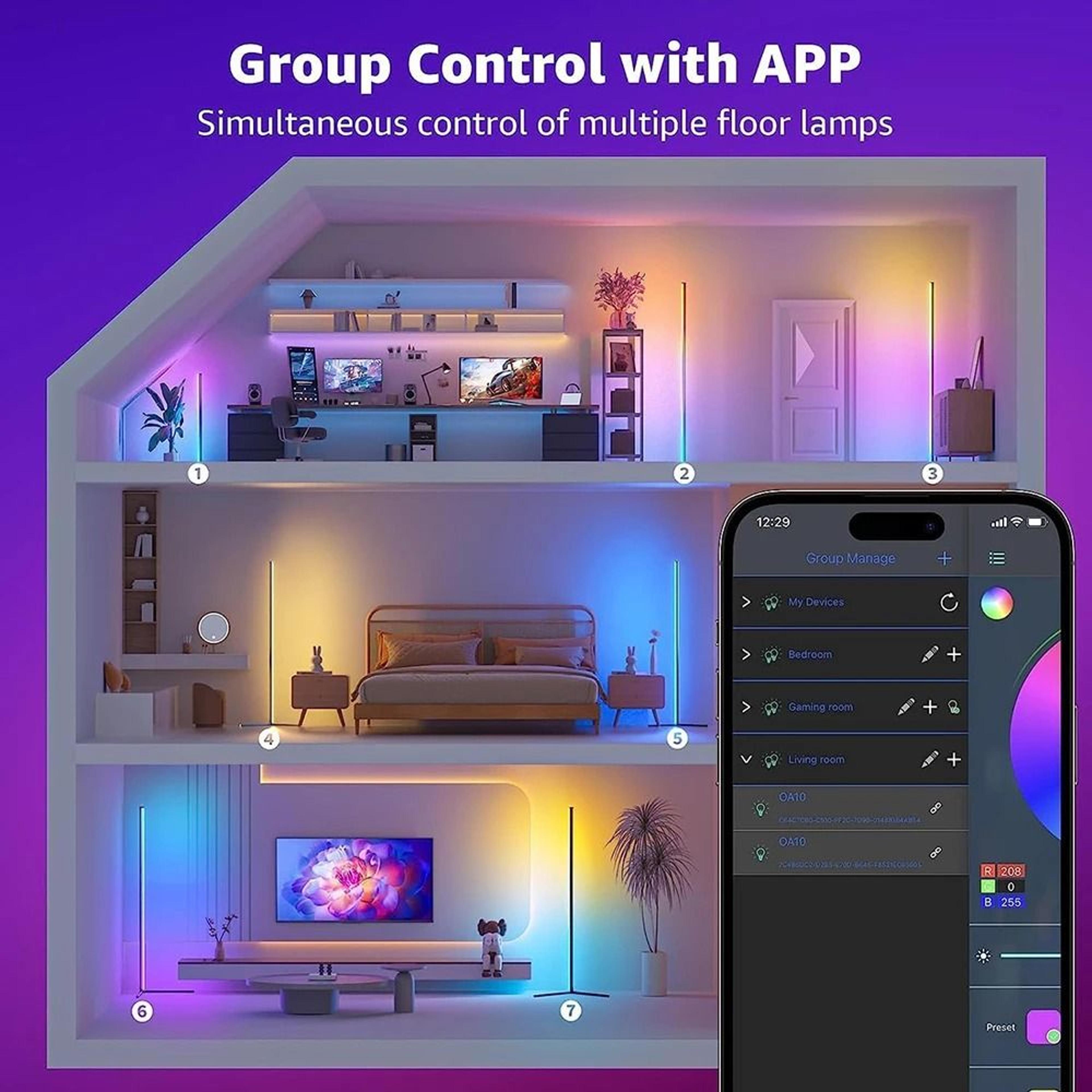 Smart RGB Corner Floor Lamp With App Control For Relaxing Nordic Ambience 6
