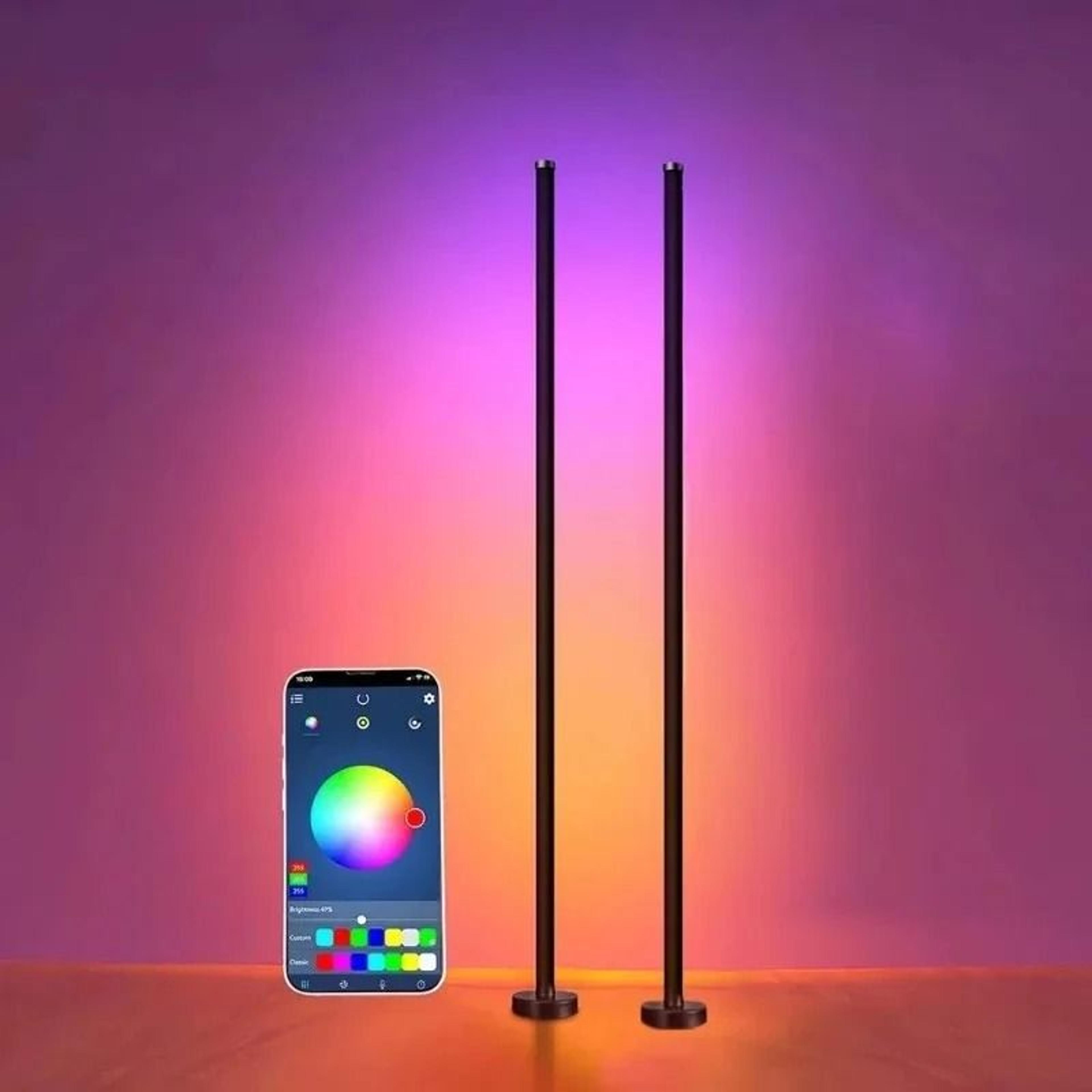 LumiBeat Smart RGB Corner Floor Lamp With Music Sync Timer Control 2
