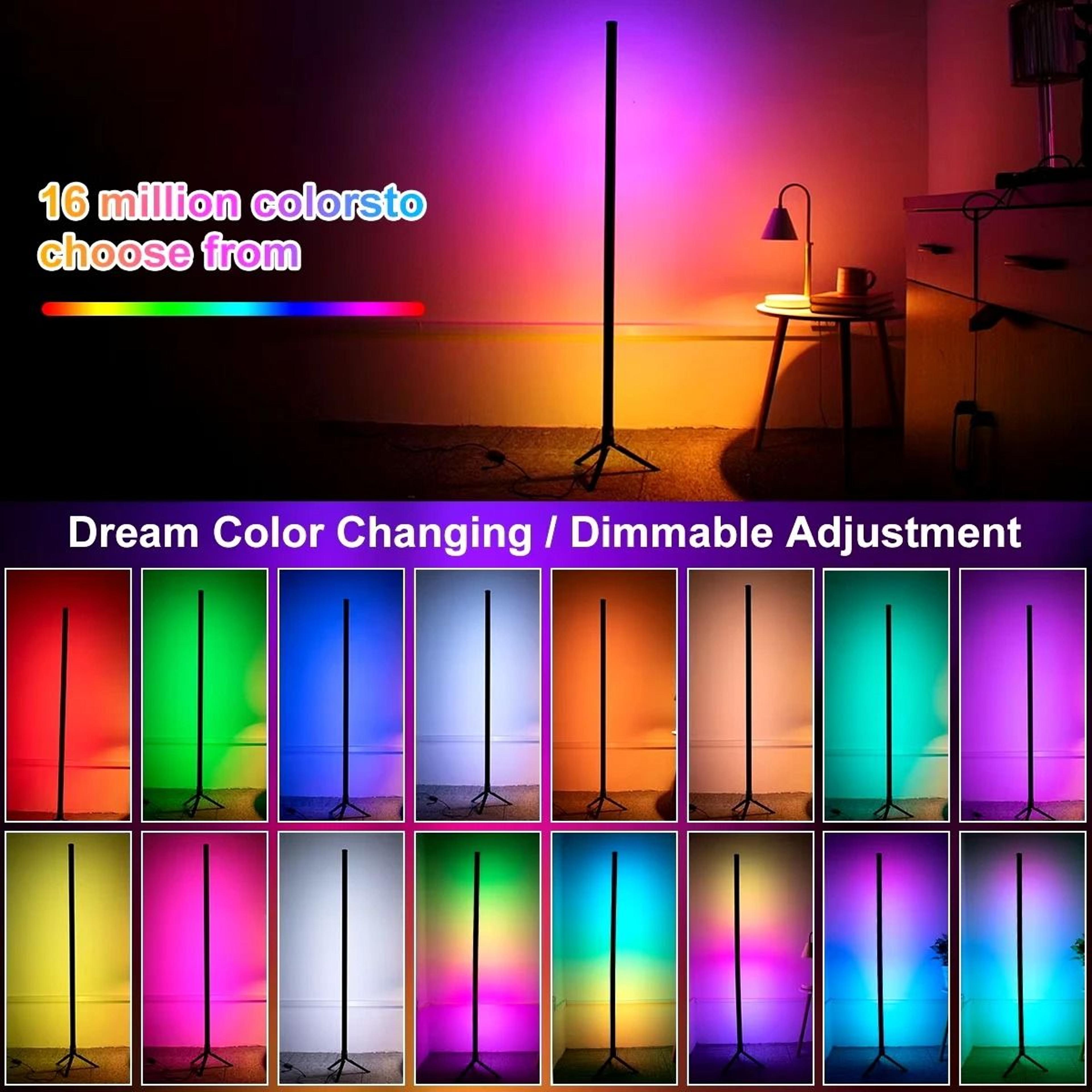 LumiTone Smart RGB Warm Cool White USB Corner Floor Lamp Lighting 4