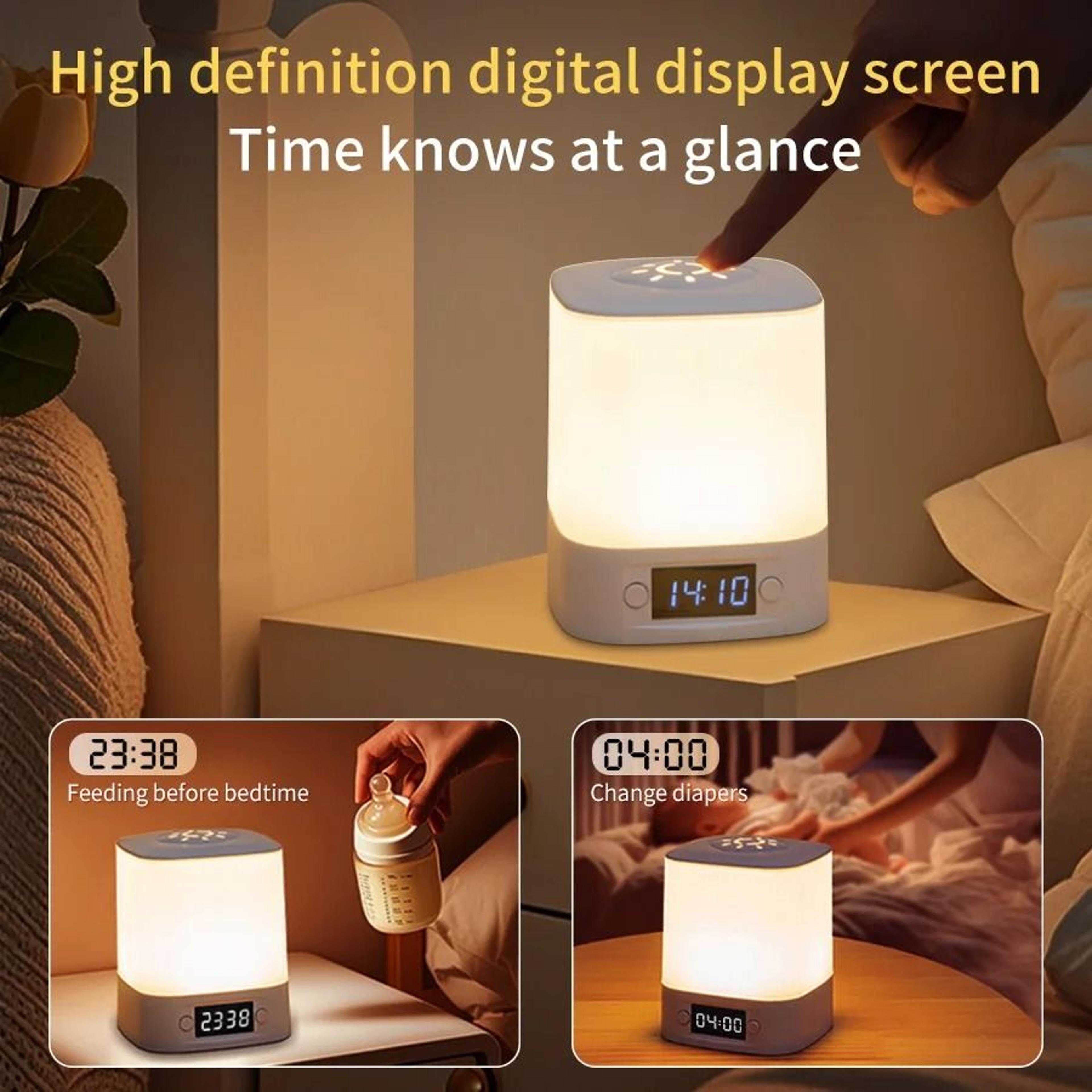 Rechargeable Touch Bedside Lamp With Clock Display And Soft Sleeping Glow 3