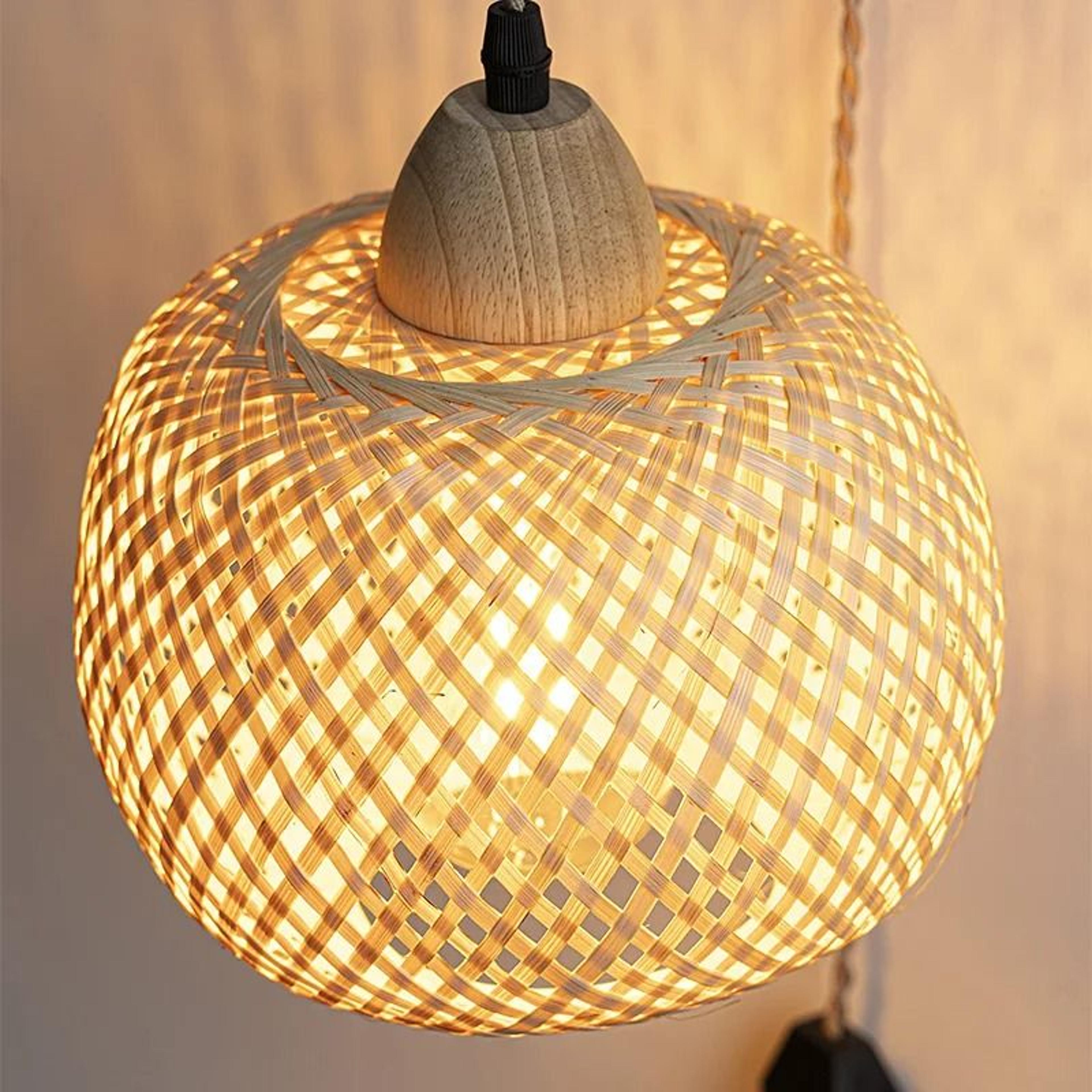 Handwoven Bamboo Rattan Wall Lamp E27 Boho Sconce 1