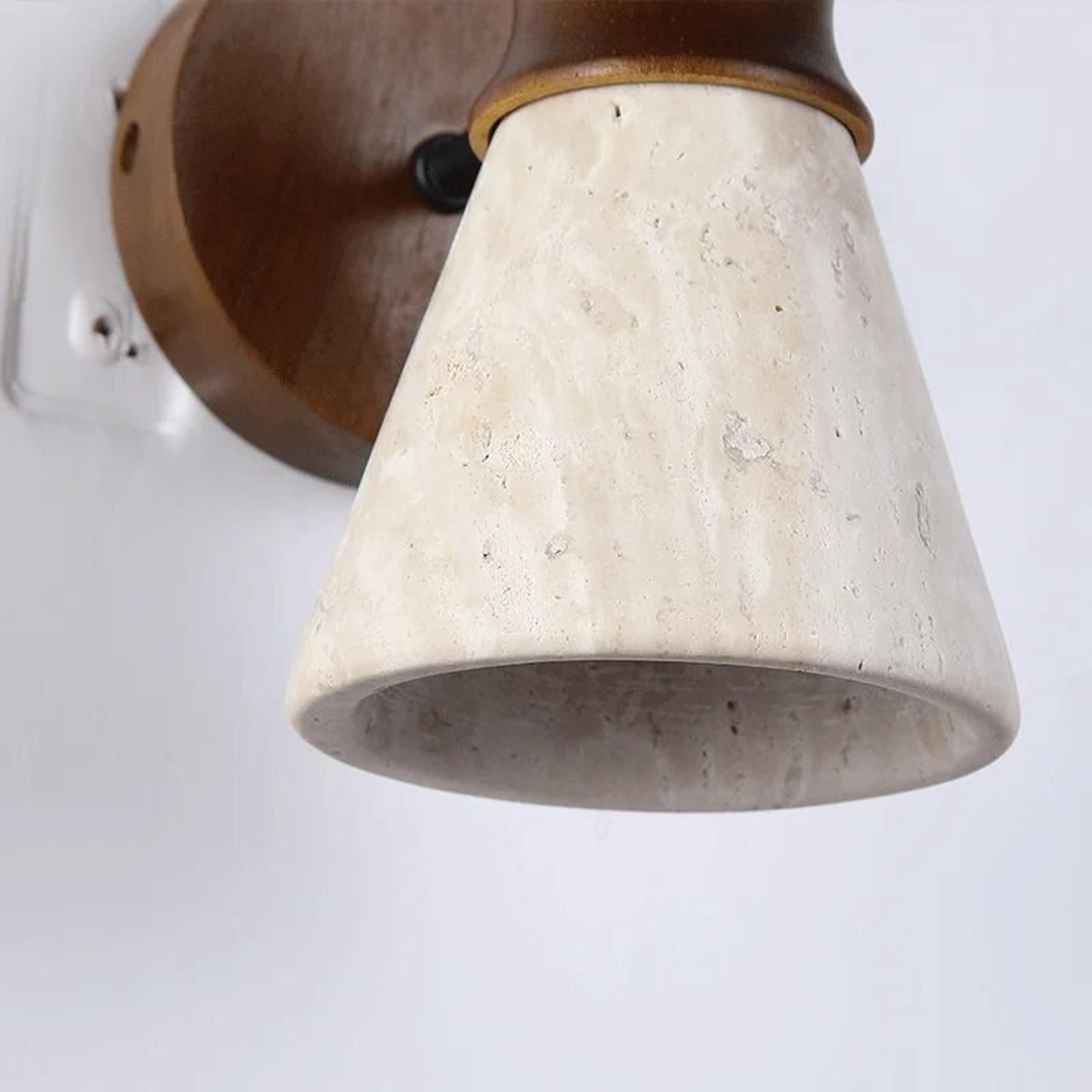 Natural Yellow Travertine LED Wall Sconce Decorative Stone Light 2