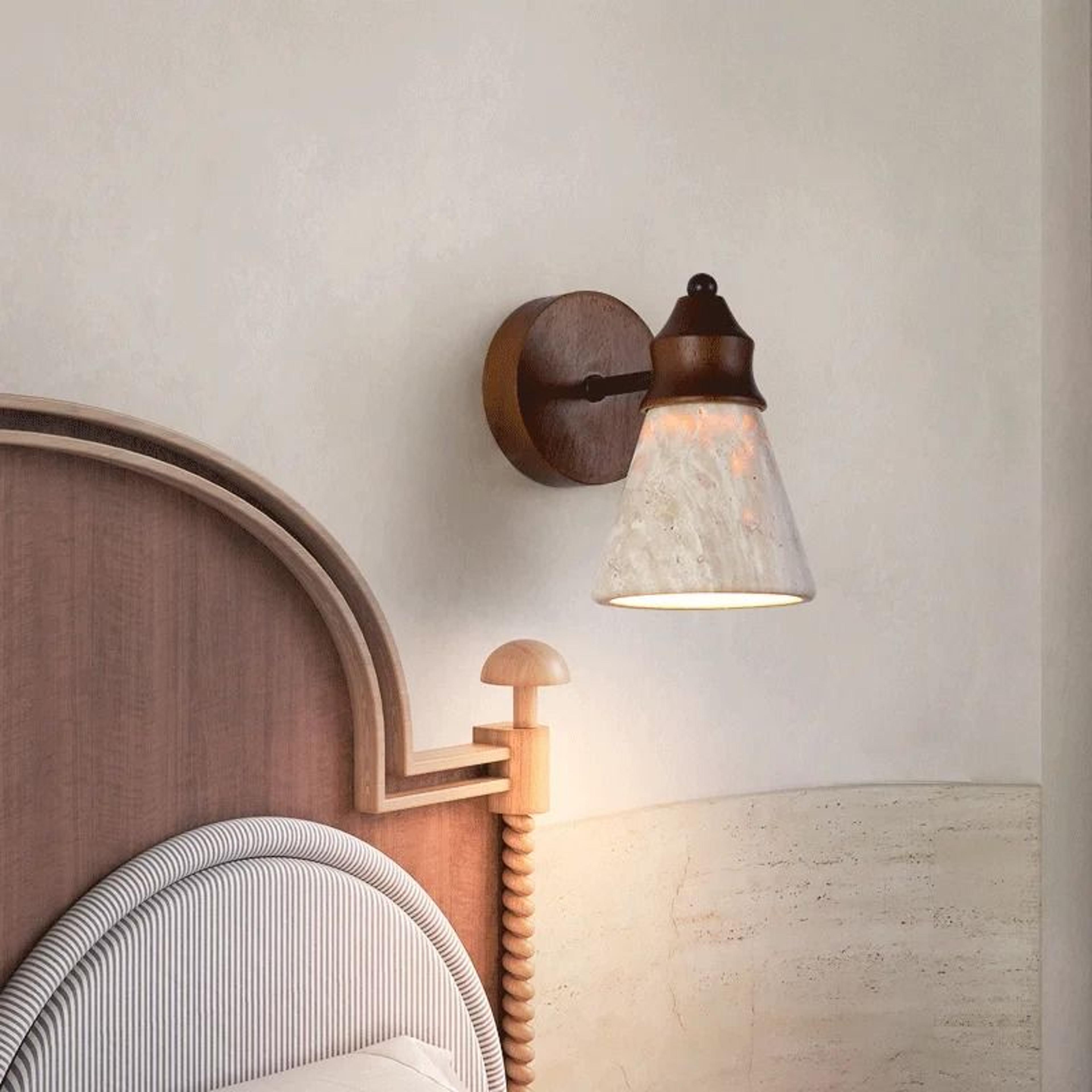 Natural Yellow Travertine LED Wall Sconce Decorative Stone Light 5