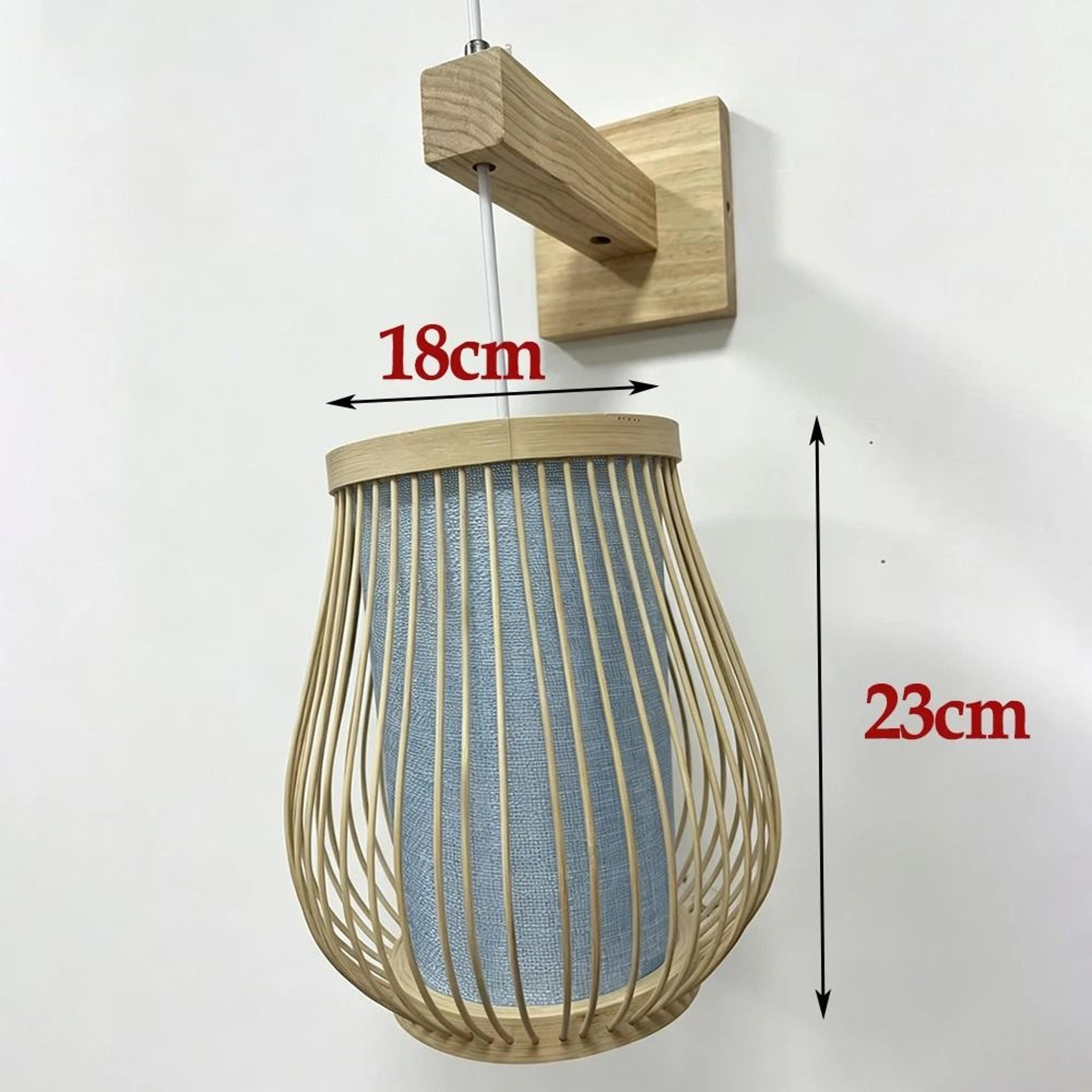 Japanese Bamboo Rattan Wall Sconce Handwoven Farmhouse Light 3