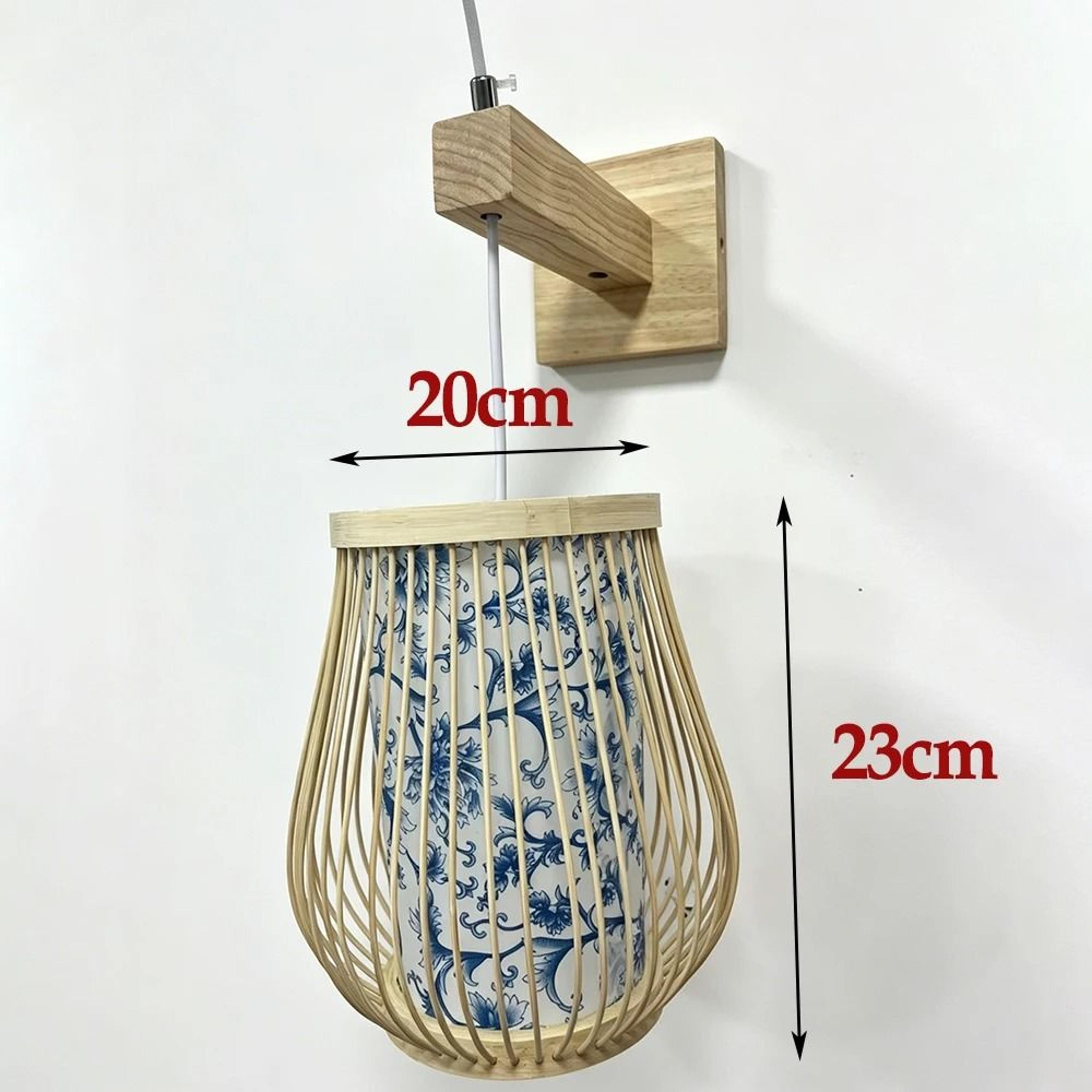 Japanese Bamboo Rattan Wall Sconce Handwoven Farmhouse Light 2