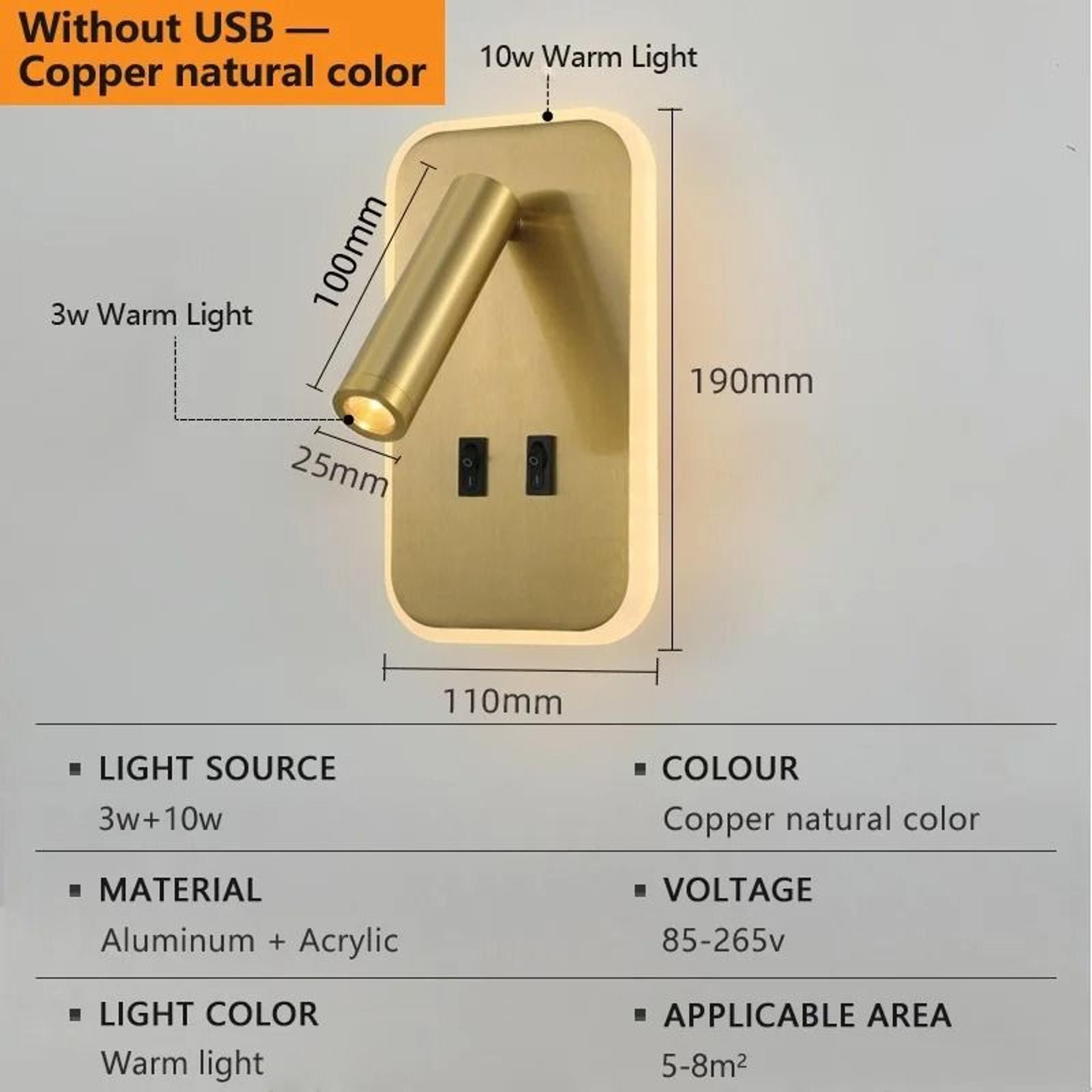 Rotatable LED Wall Reading Light With Type C USB Charging 3