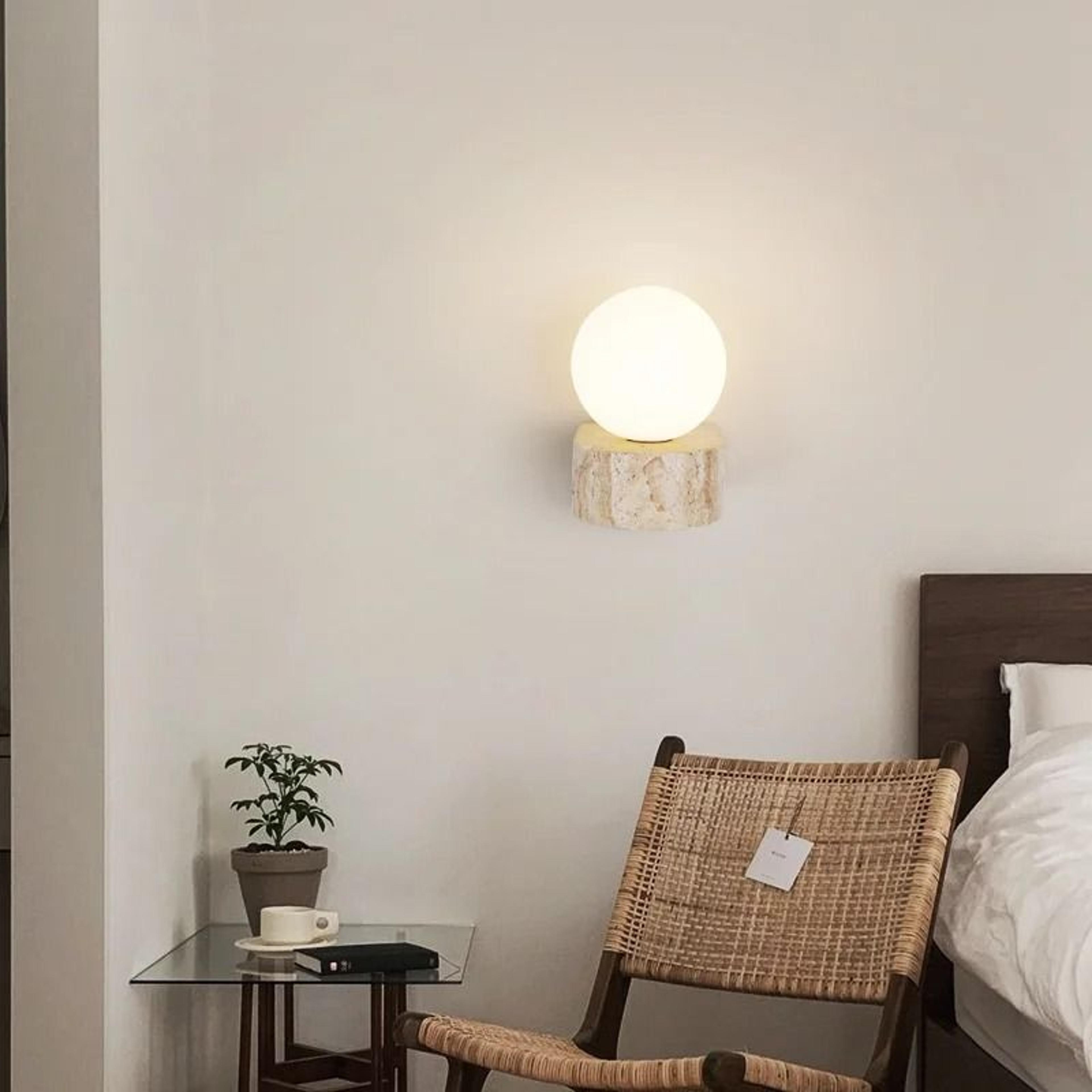 Japanese Retro Glass LED Wall Sconce Warm Bedside Light 6