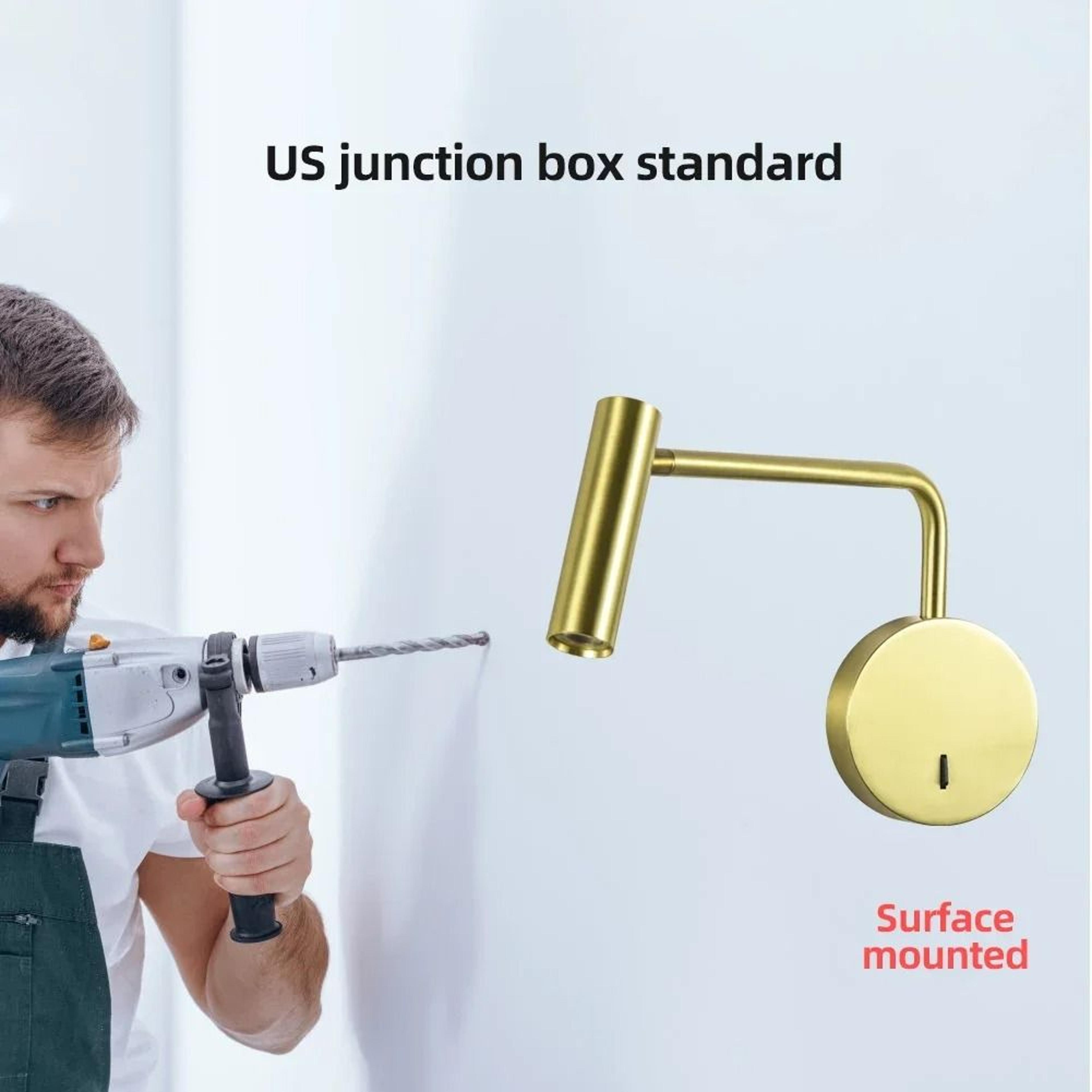 Modern 9W LED Wall Light Gold Bedside Sconce With Switch 12