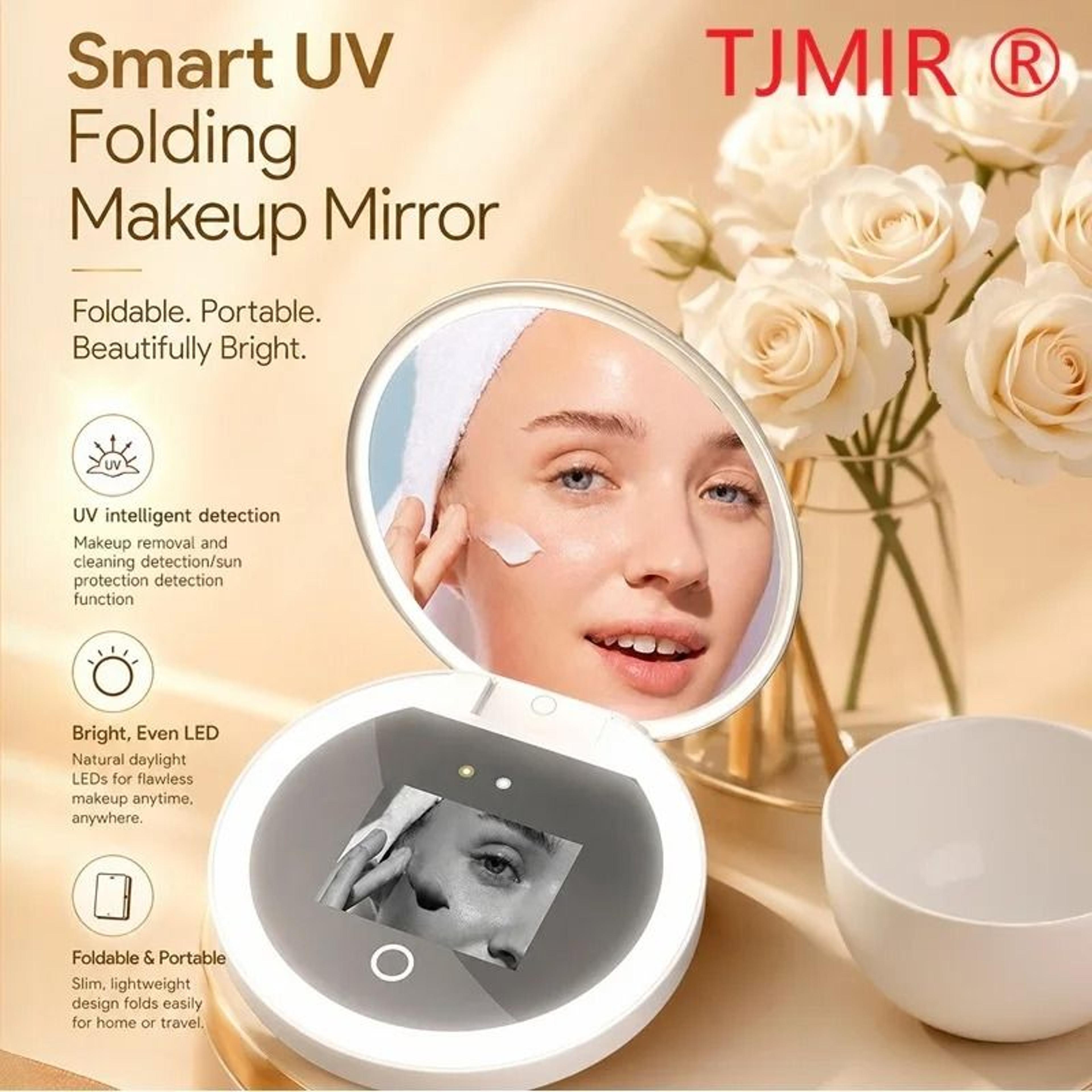 tjmir smart led makeup mirror portable sunscreen detection travel beauty mirror pro