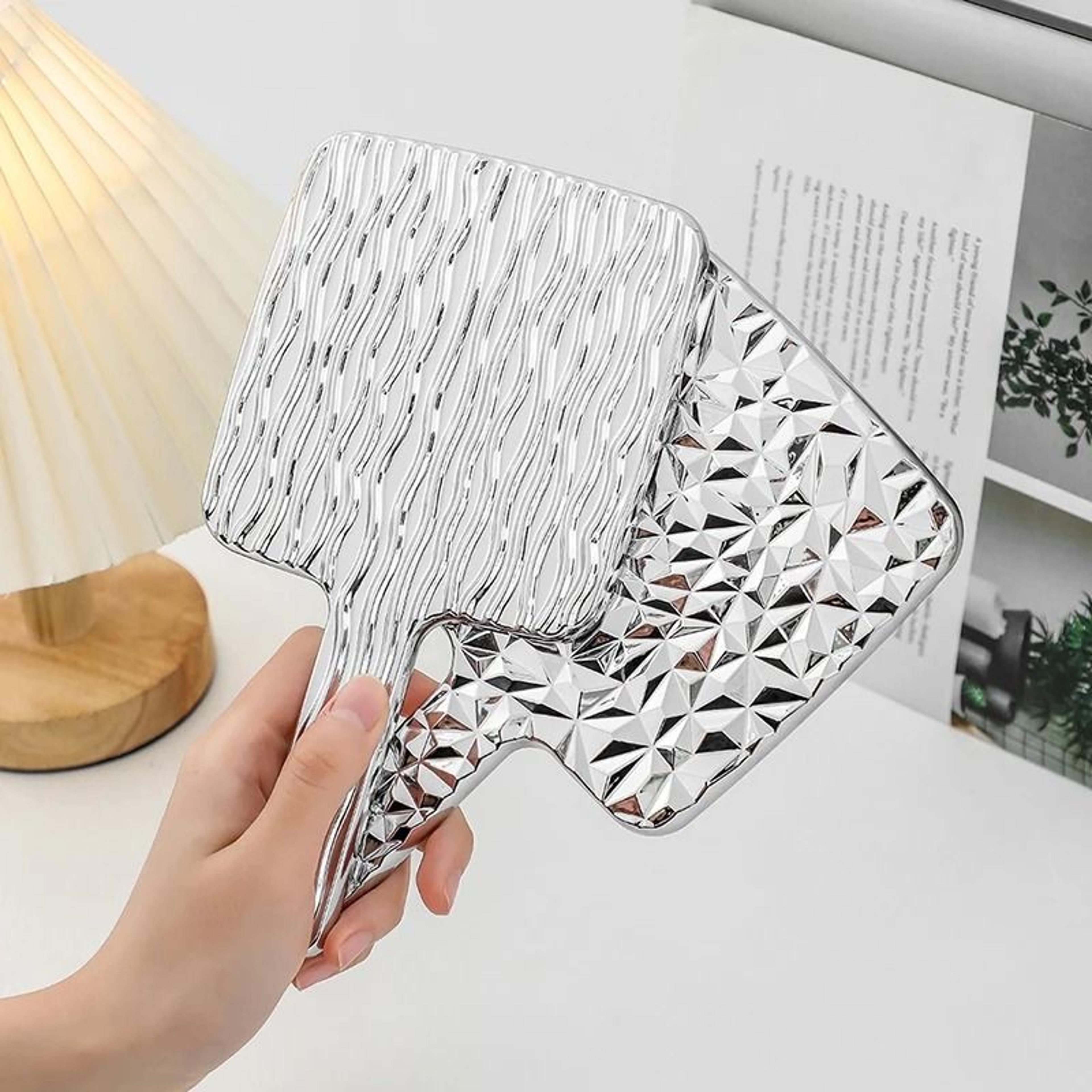 Square Handheld Makeup Mirror Metallic Portable Desktop Travel Beauty Mirror 10
