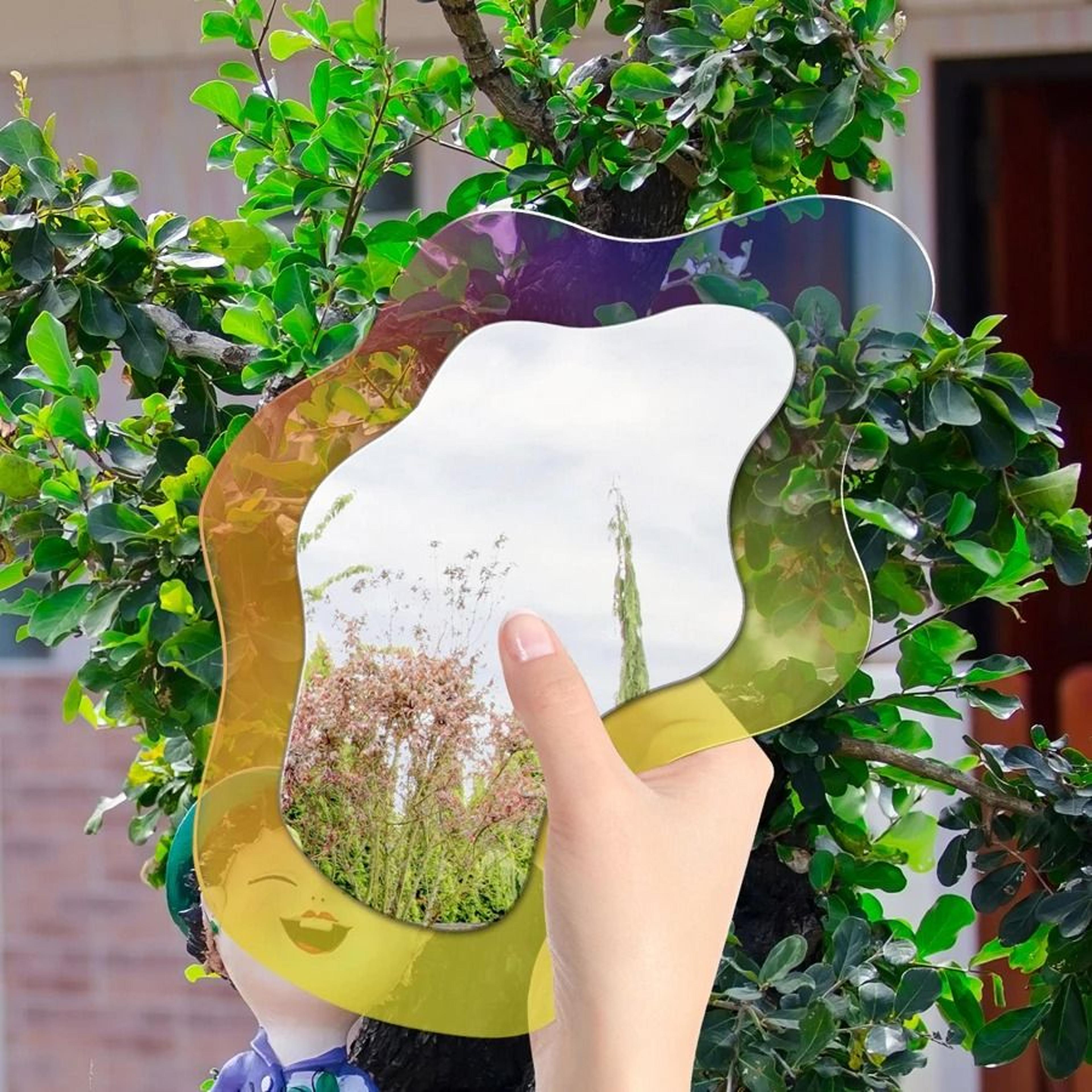 Colorful Acrylic Vanity Mirror Irregular Tabletop Wall Decorative Makeup Mirror 4