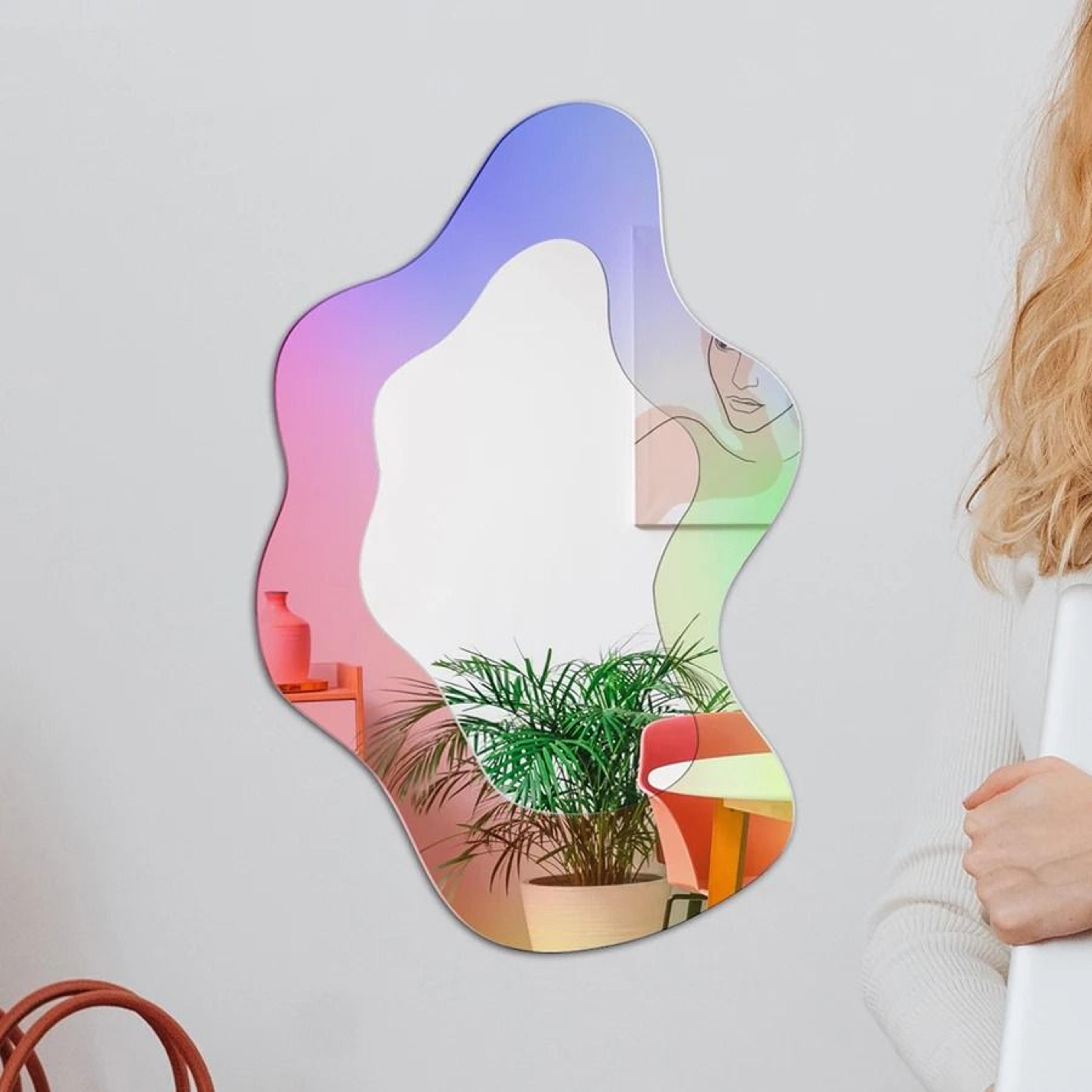 Colorful Acrylic Vanity Mirror Irregular Tabletop Wall Decorative Makeup Mirror 7