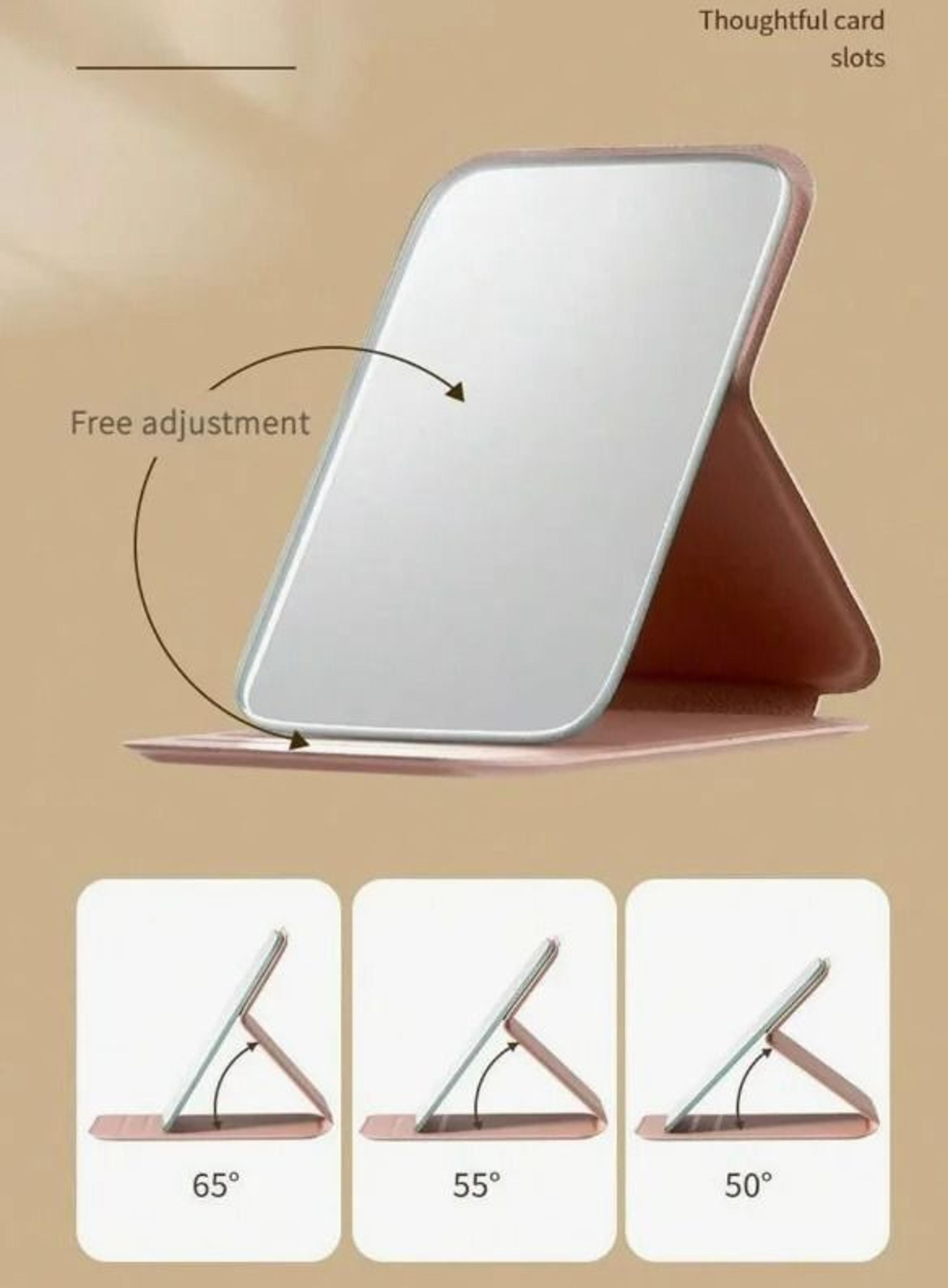 PU Leather Folding Makeup Mirror Portable Compact Travel Vanity Mirror 6