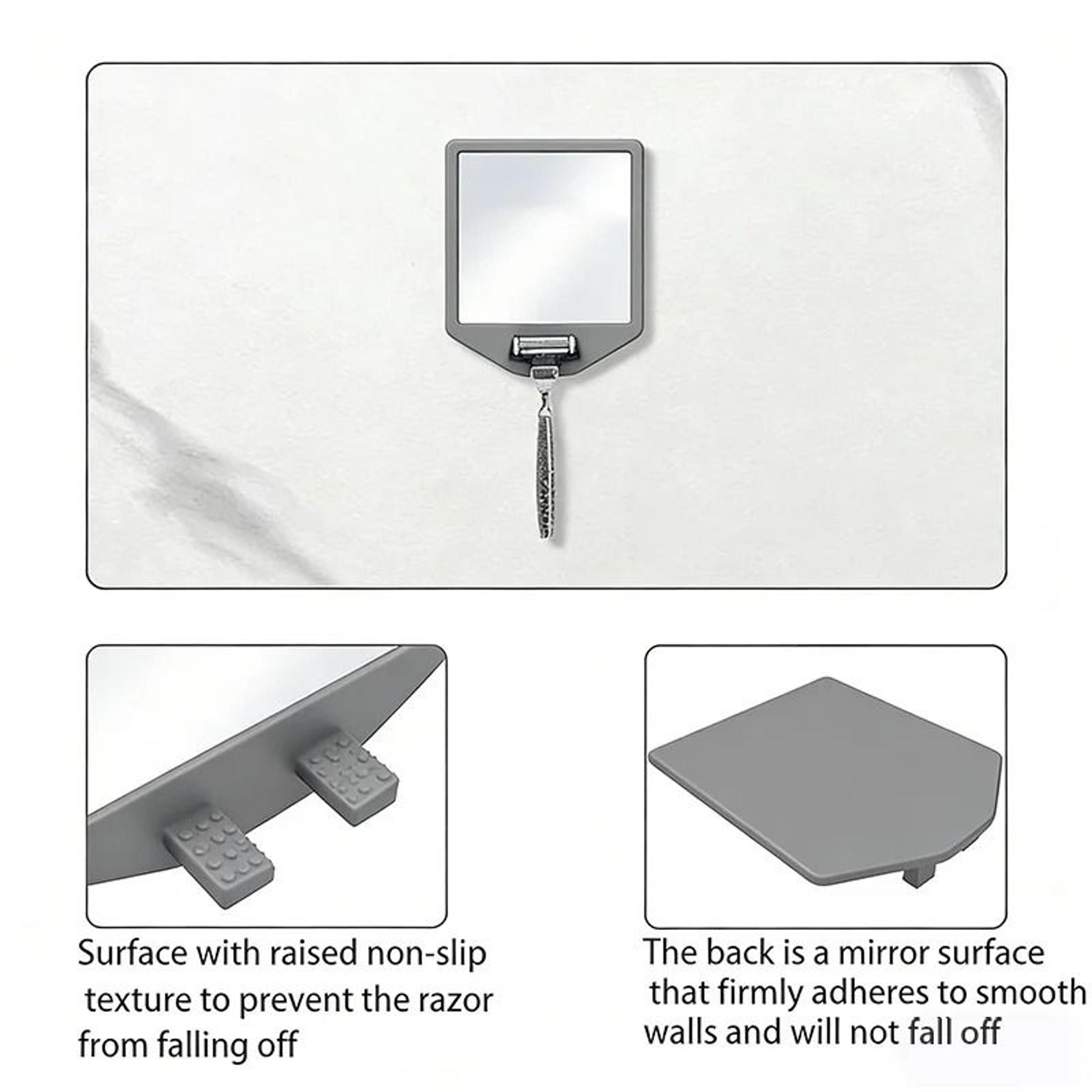 Silicone Anti Fog Bathroom Mirror No Drill Wall Mounted Shaving Mirror 5