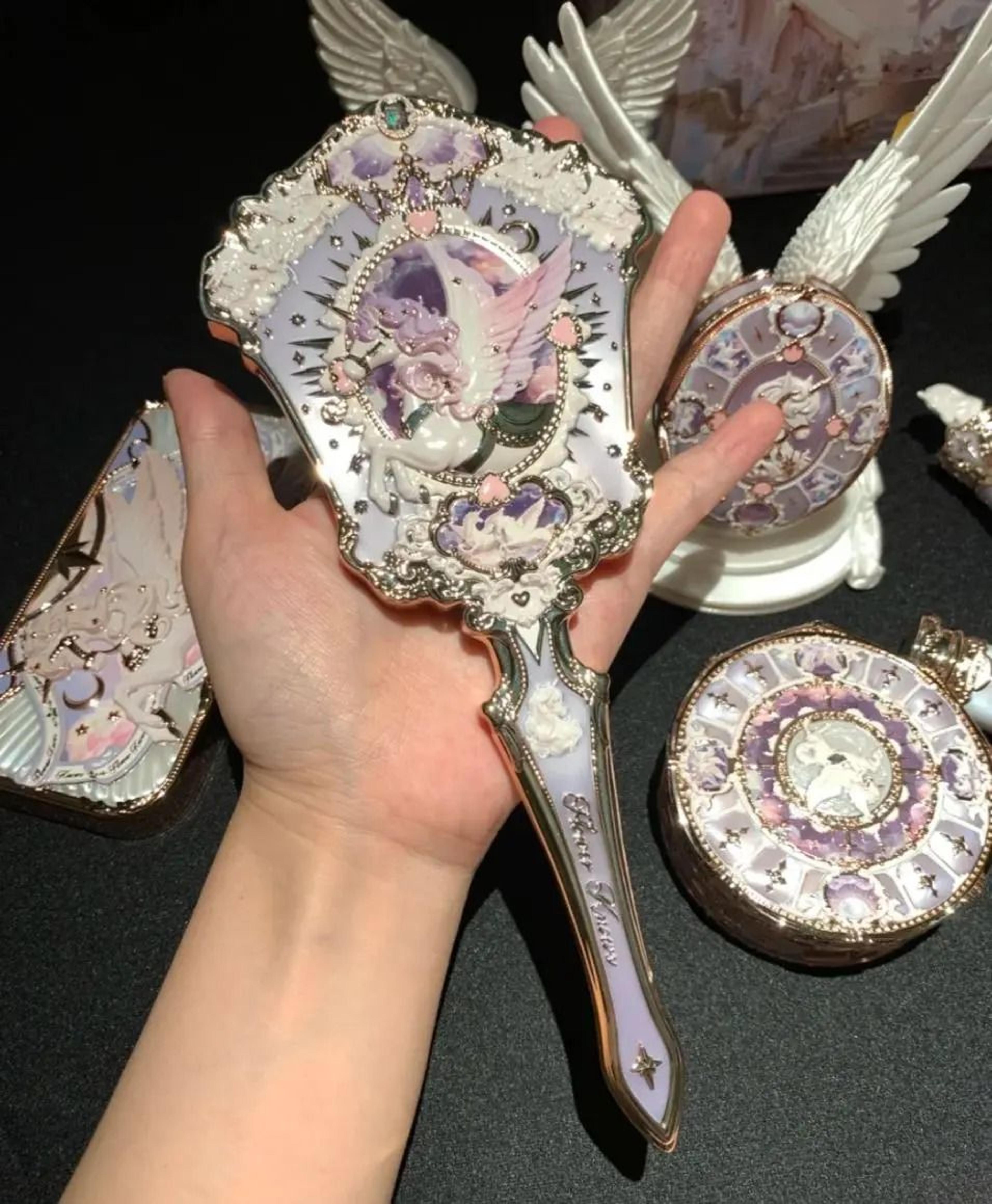 Flower Knows Sweetie Bear Hand Mirror Creamy Pink Vanity Mirror 8