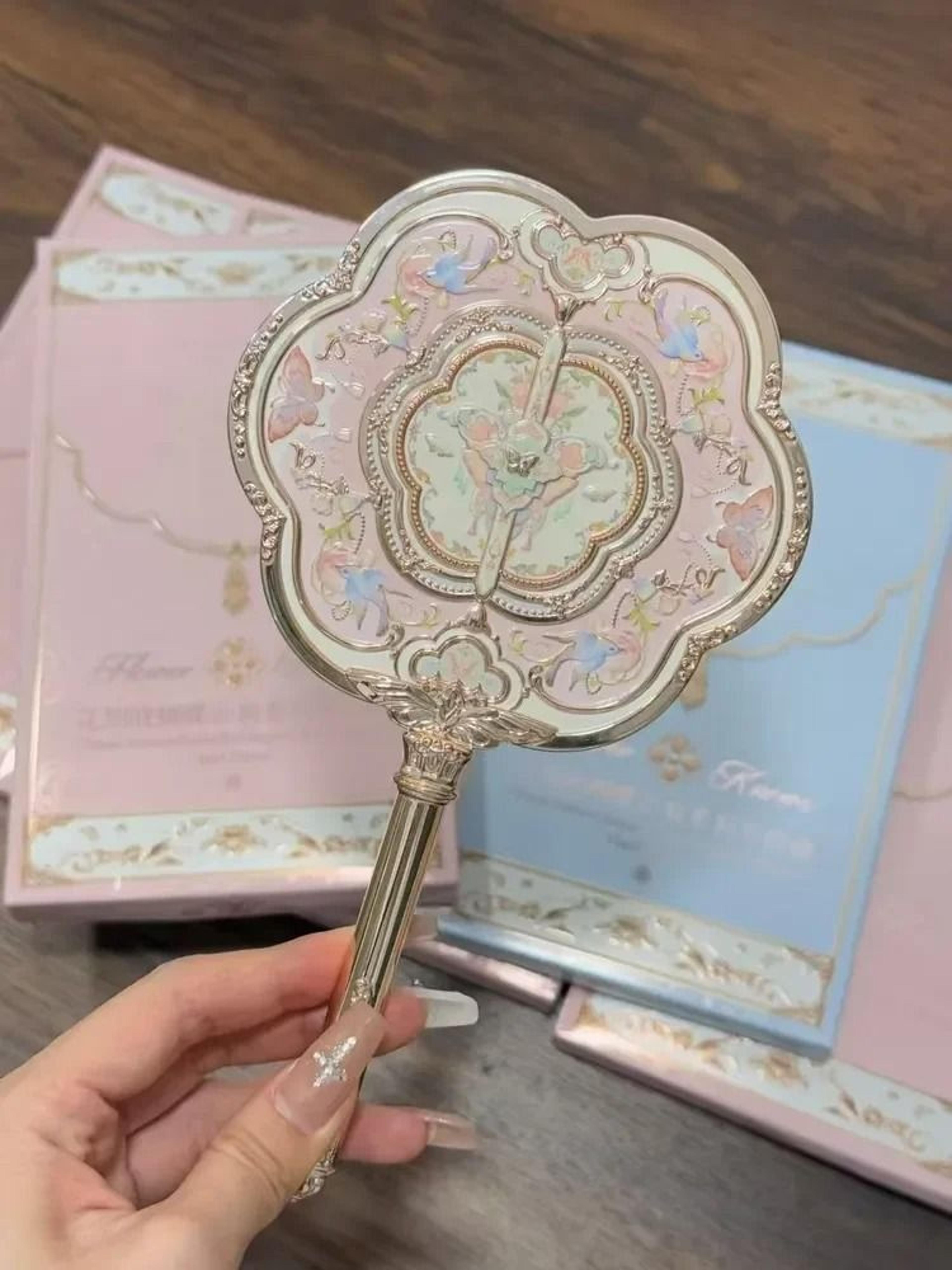 Flower Knows Sweetie Bear Hand Mirror Creamy Pink Vanity Mirror 6