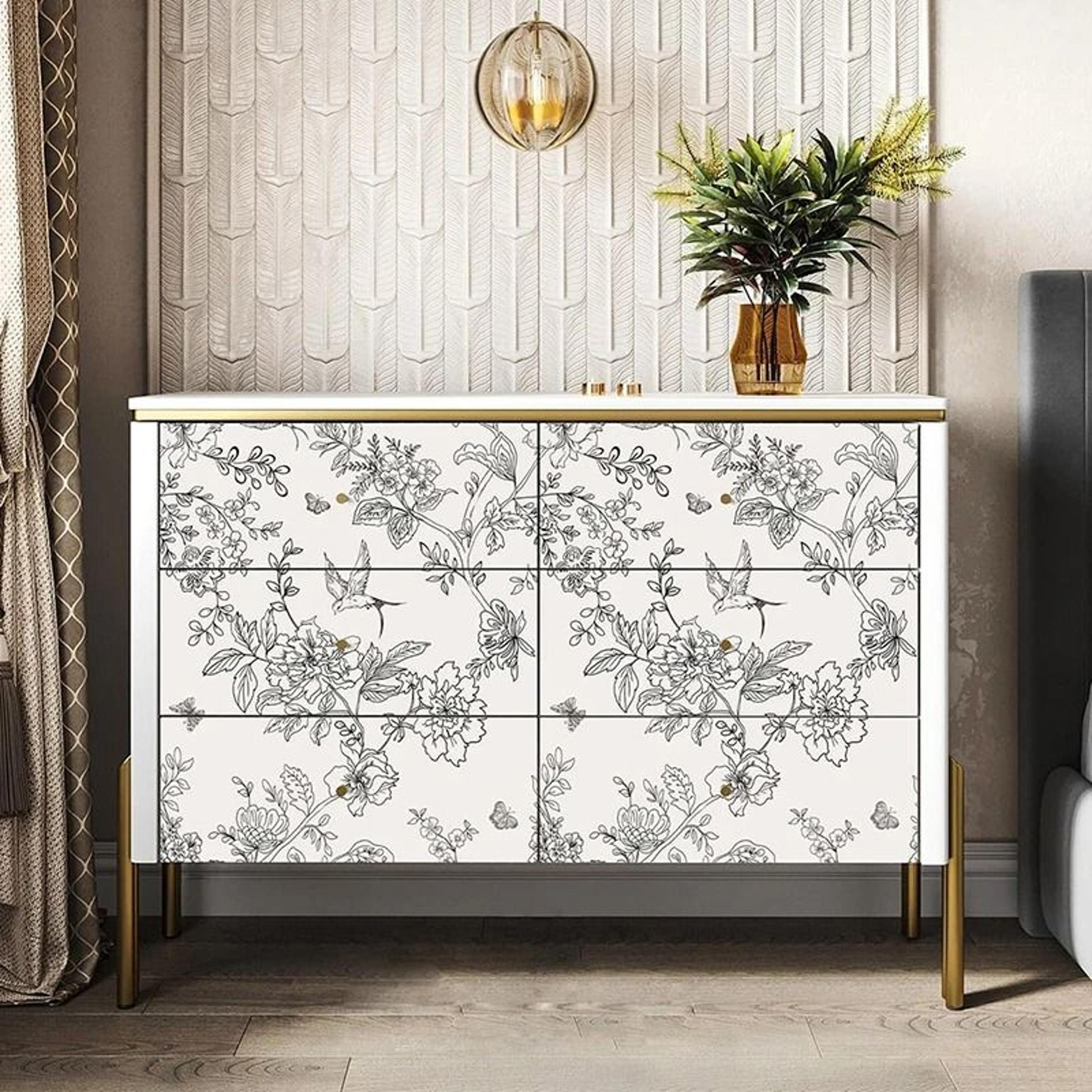 Black And White Floral Peel And Stick Wallpaper Removable Bird Contact Paper 11