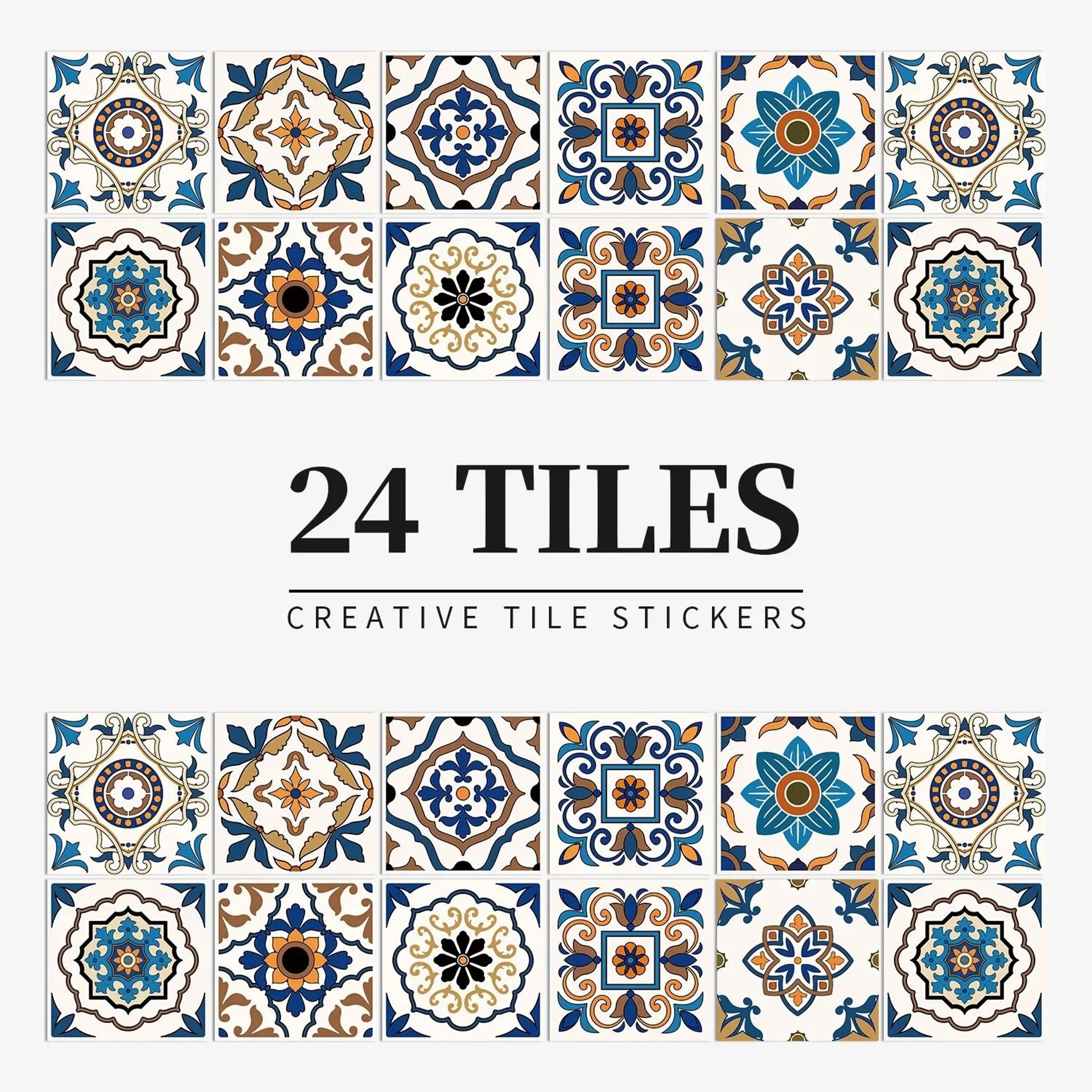 MosaicEase Moroccan Tile Stickers Peel And Stick Tile Stickers Waterproof Vinyl Wall Decals 20