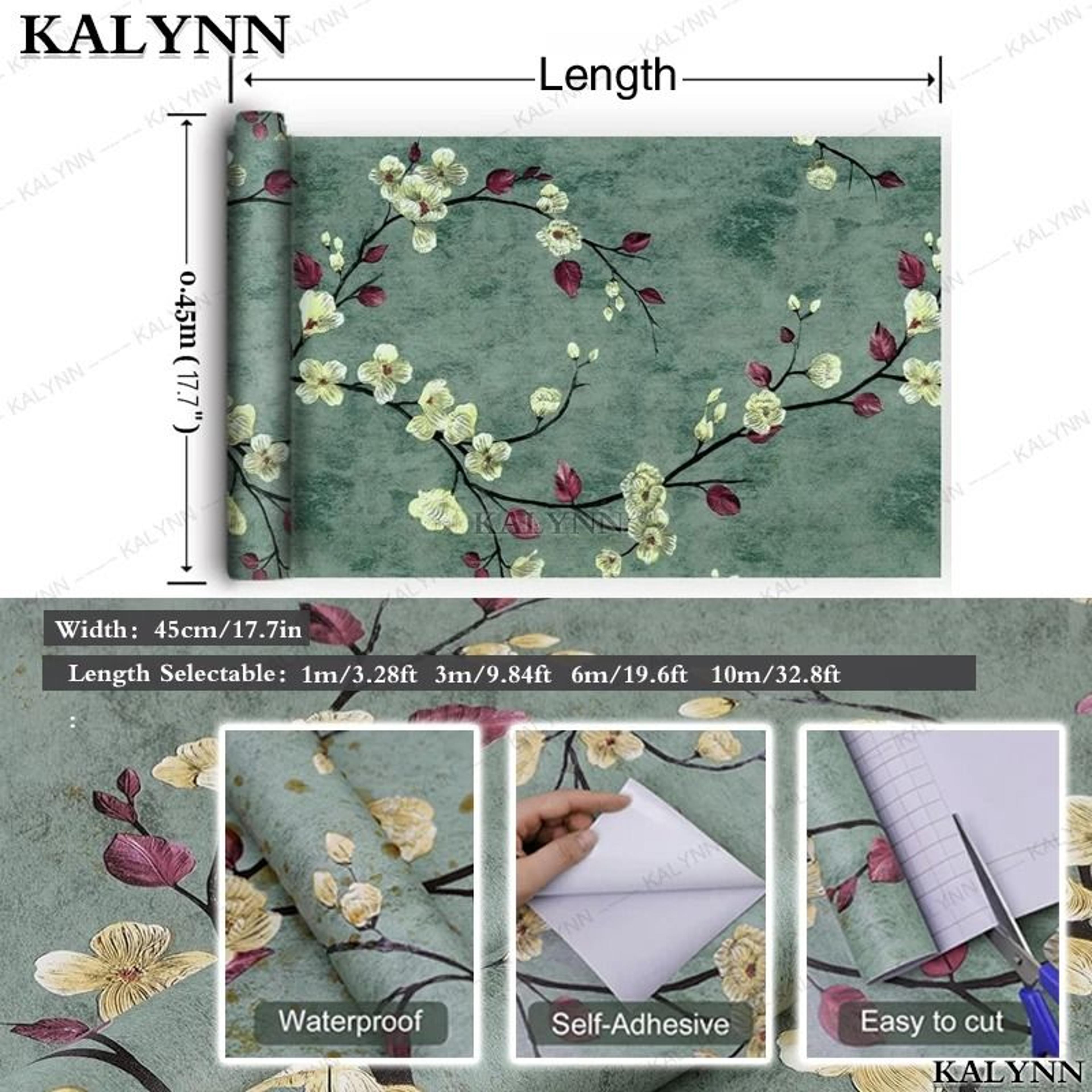 GreenBloom Floral Peel And Stick Wallpaper Green Floral Wallpaper Self Adhesive Vinyl Contact Paper 23