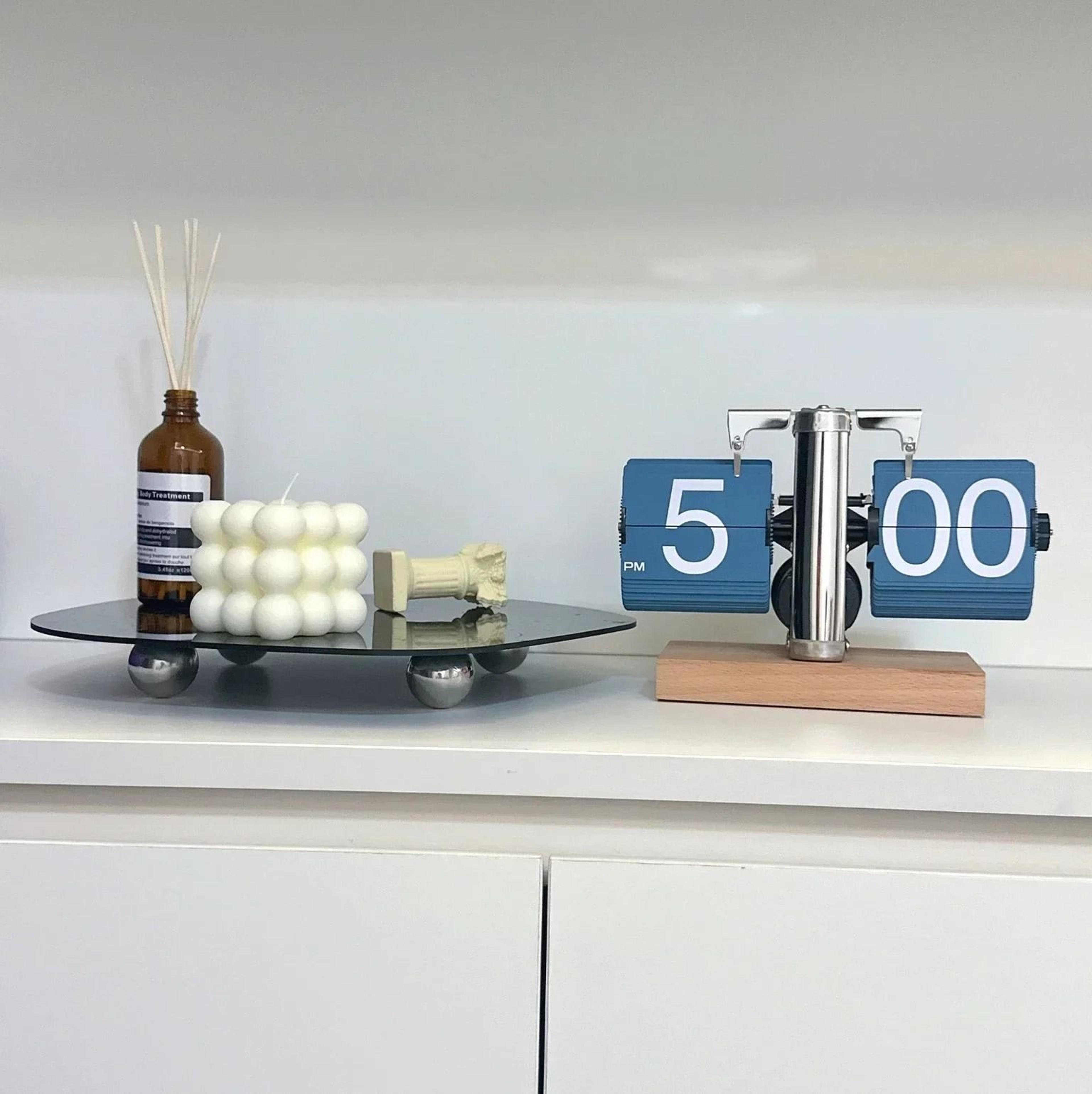 Retro Automatic Flip Desk Clock Large Display Battery Powered Table Clock 13