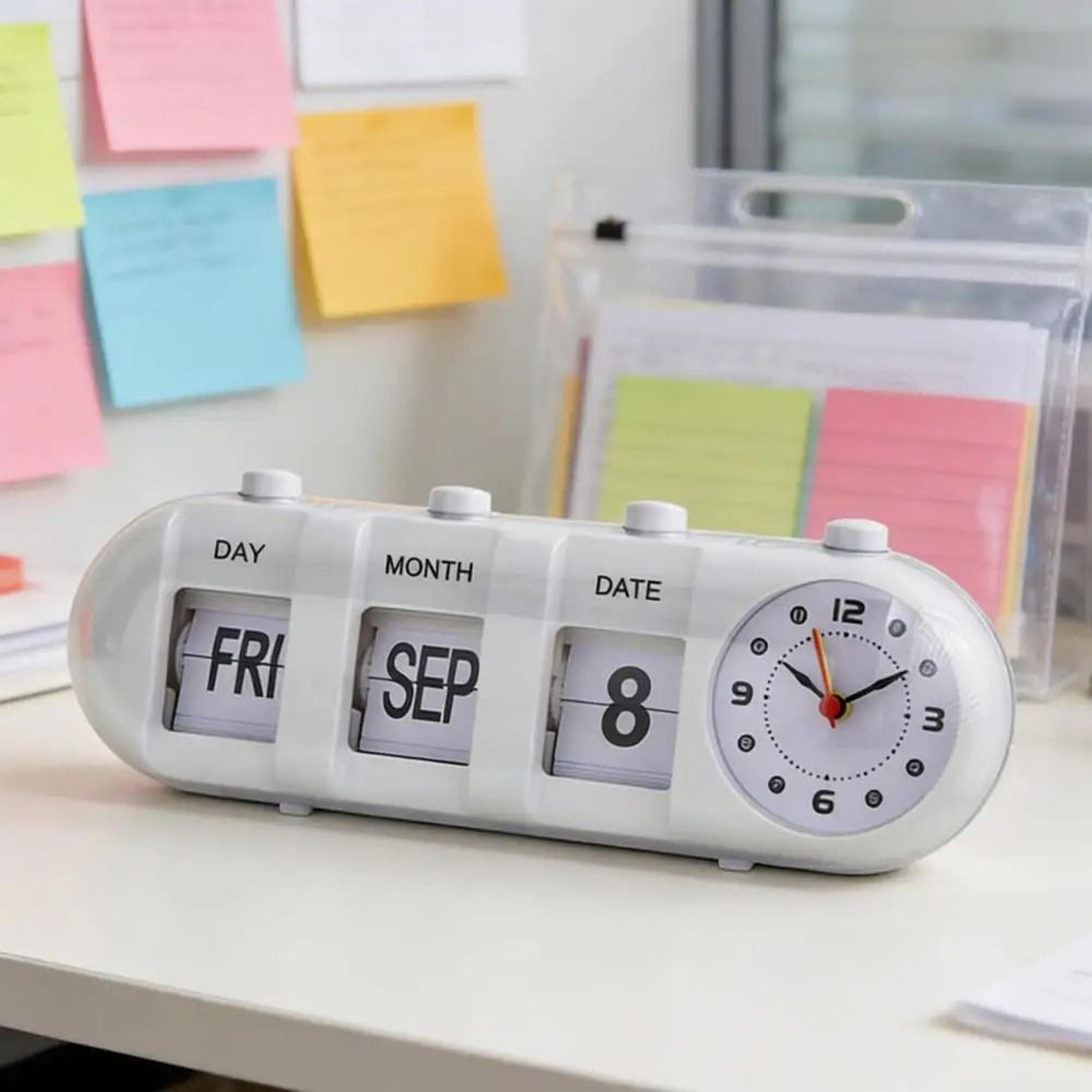 Nordic Flip Calendar Clock With Manual Date Display 7