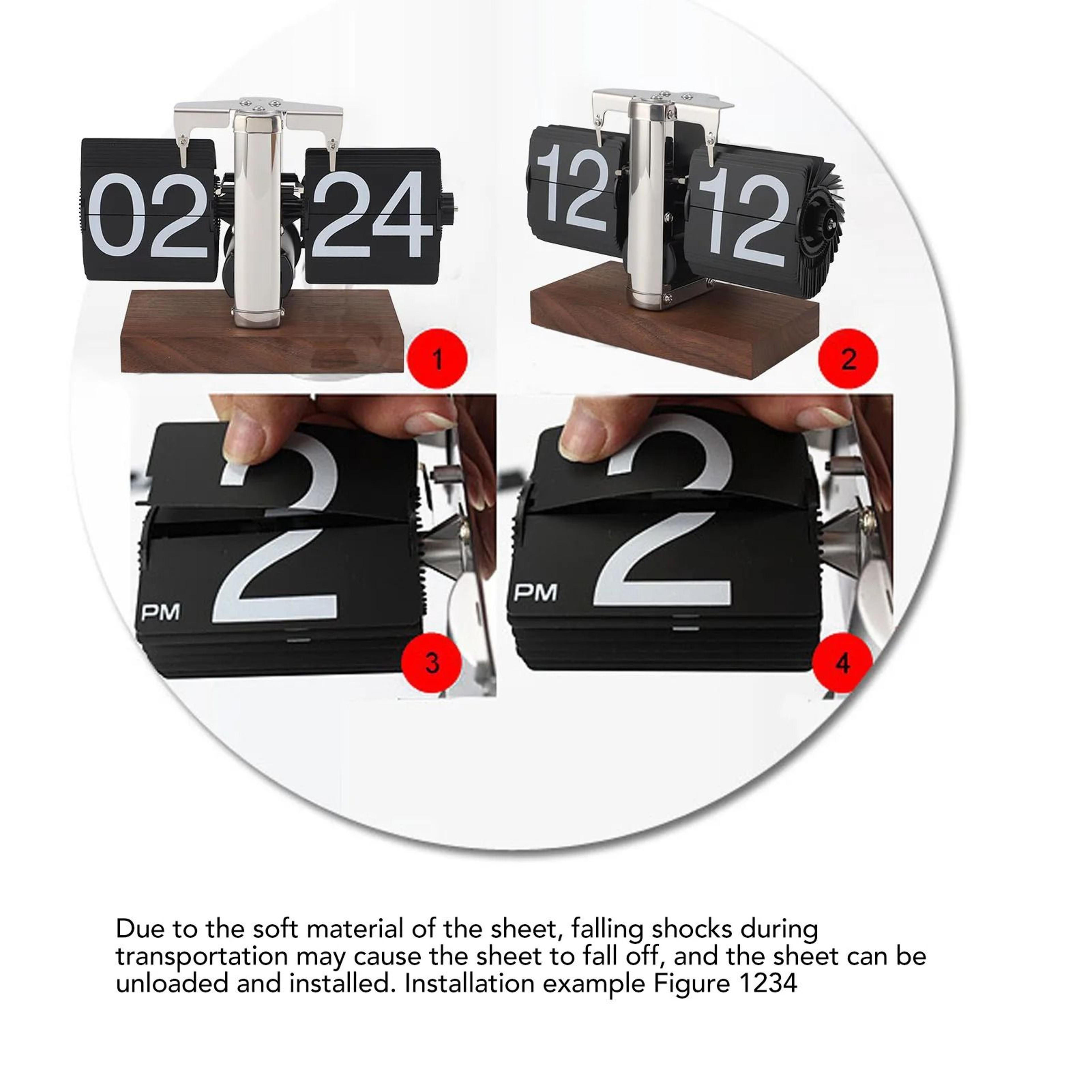Retro Mechanical Flip Desk Clock With Wood Base 24 Hour Display 1