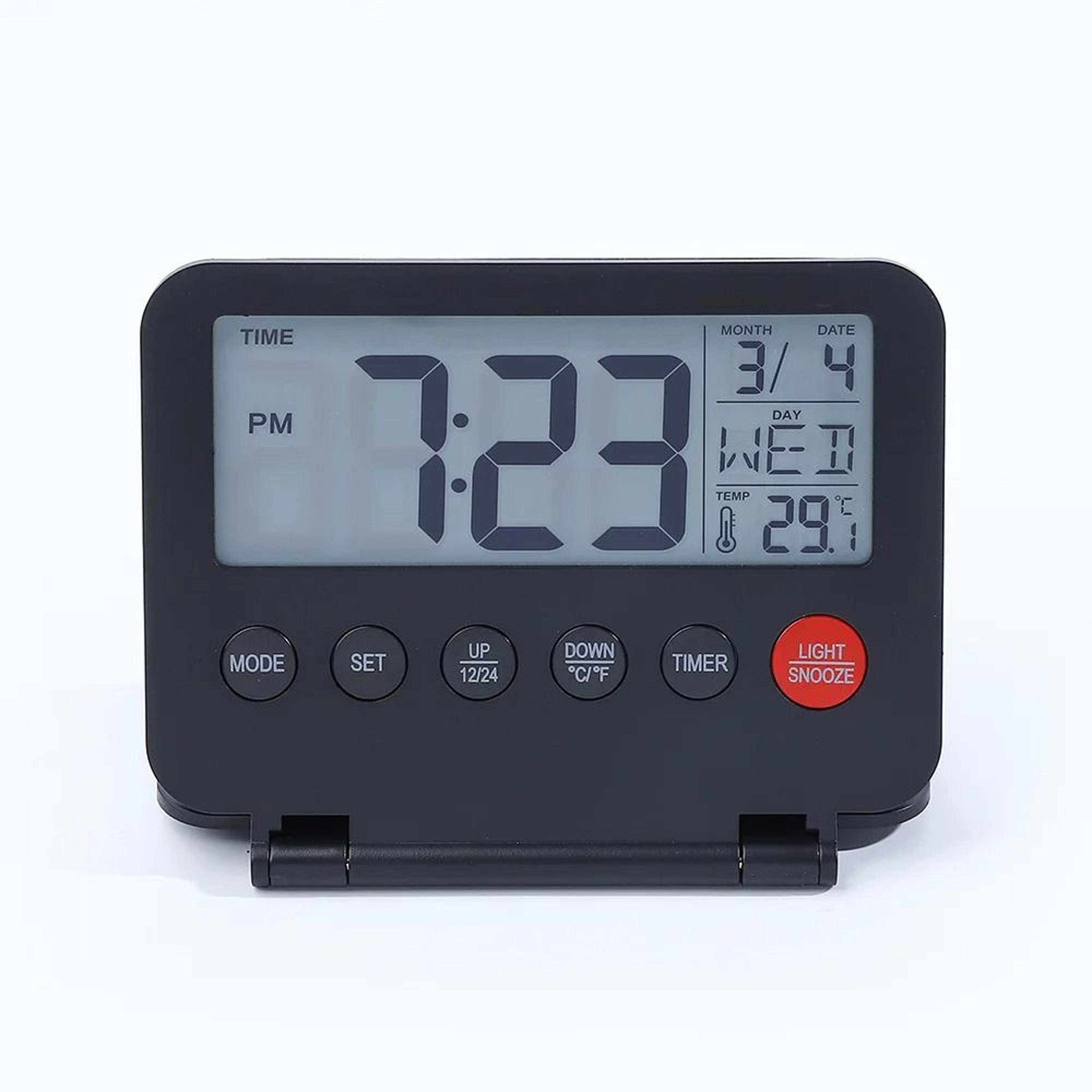 Ultra Thin Foldable Digital Travel Alarm Clock With Calendar Temperature And Snooze 1