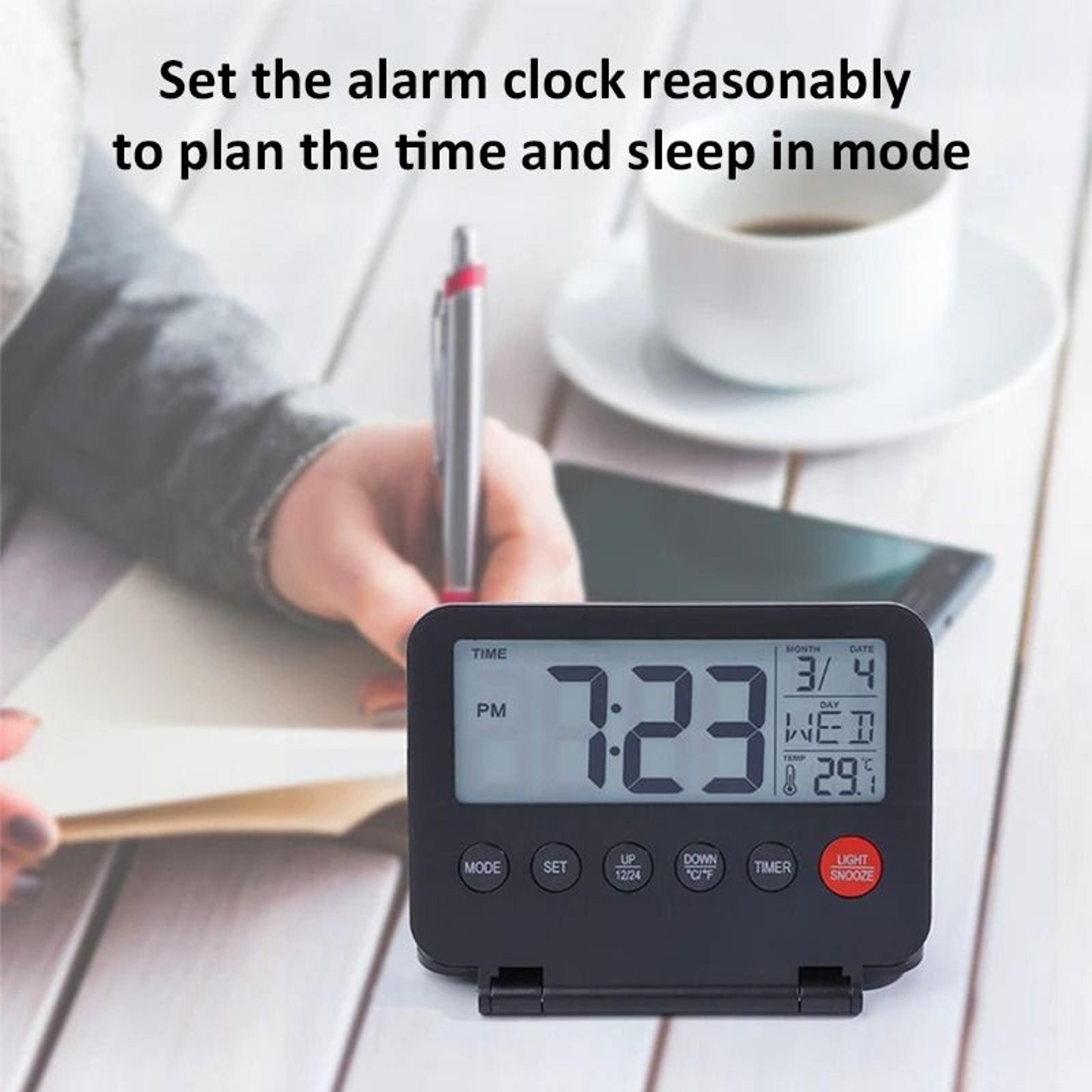 Ultra Thin Foldable Digital Travel Alarm Clock With Calendar Temperature And Snooze 3