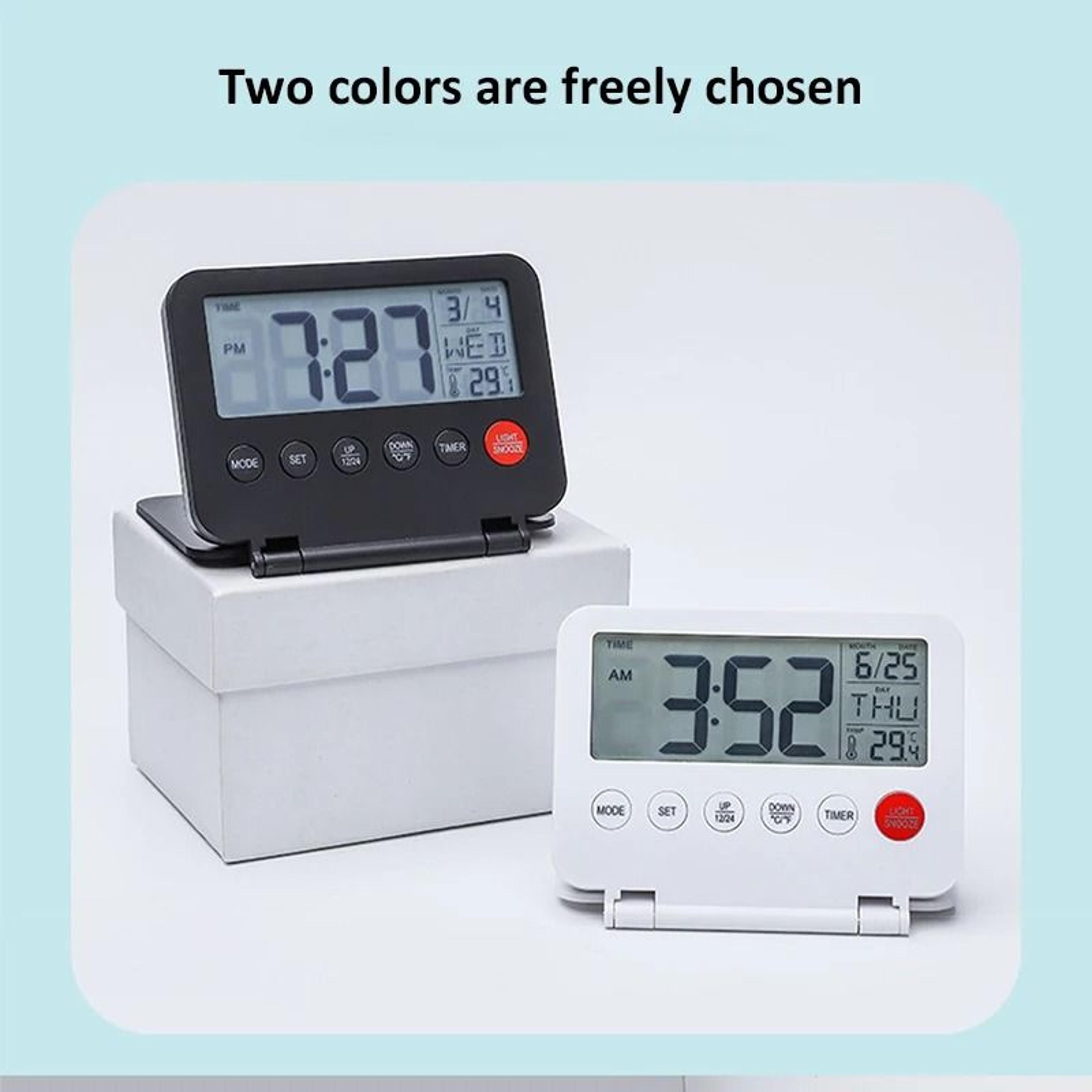 Ultra Thin Foldable Digital Travel Alarm Clock With Calendar Temperature And Snooze 4
