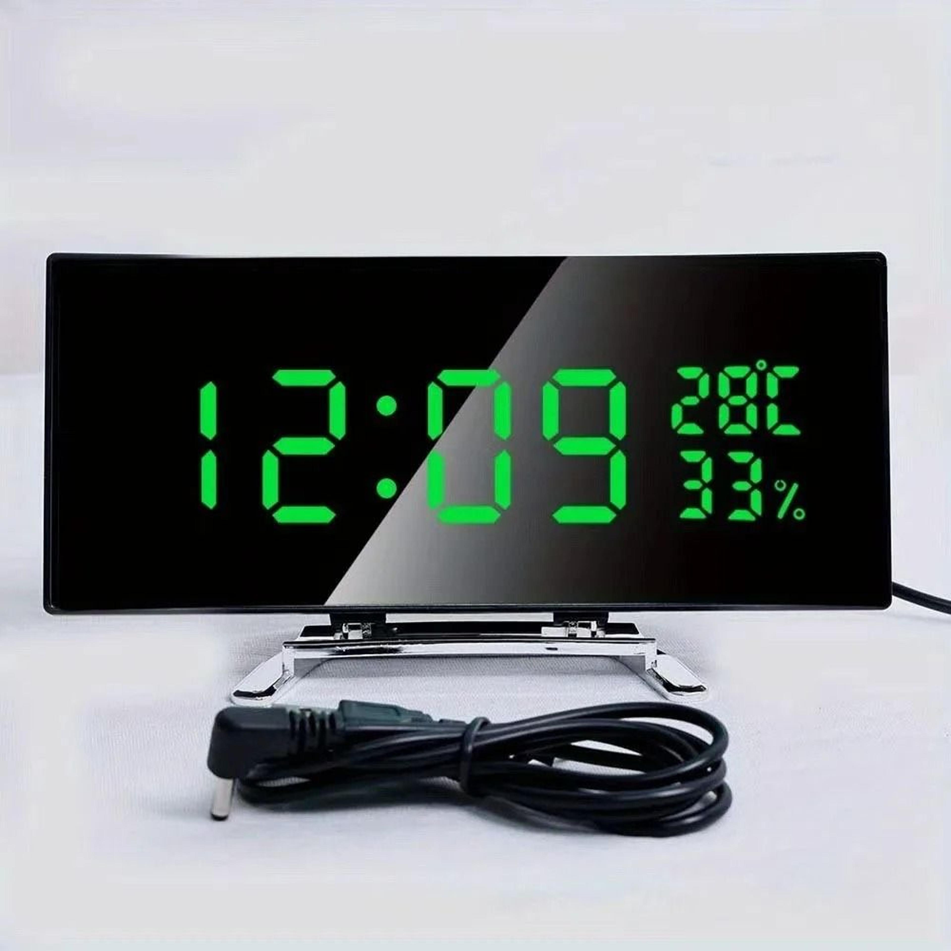 Curved LED Digital Alarm Clock With Temperature Humidity And Adjustable Brightness 13