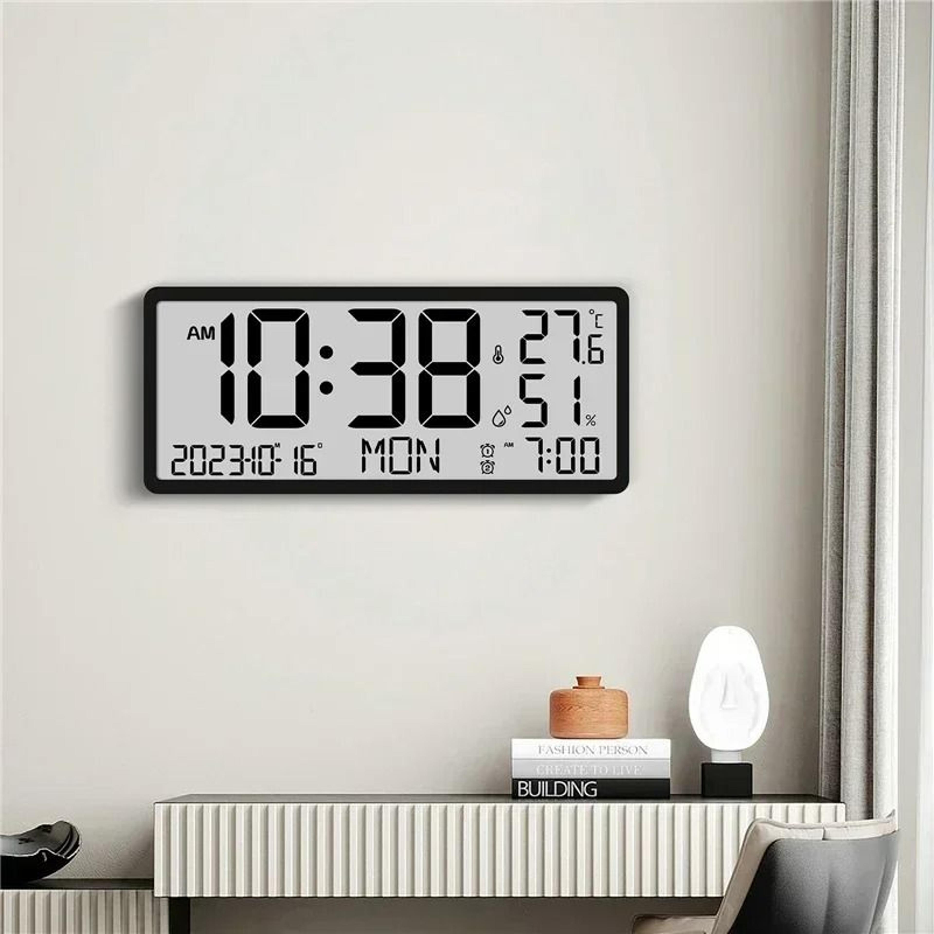 Large LCD Digital Clock With Temperature Humidity And Date Display 5