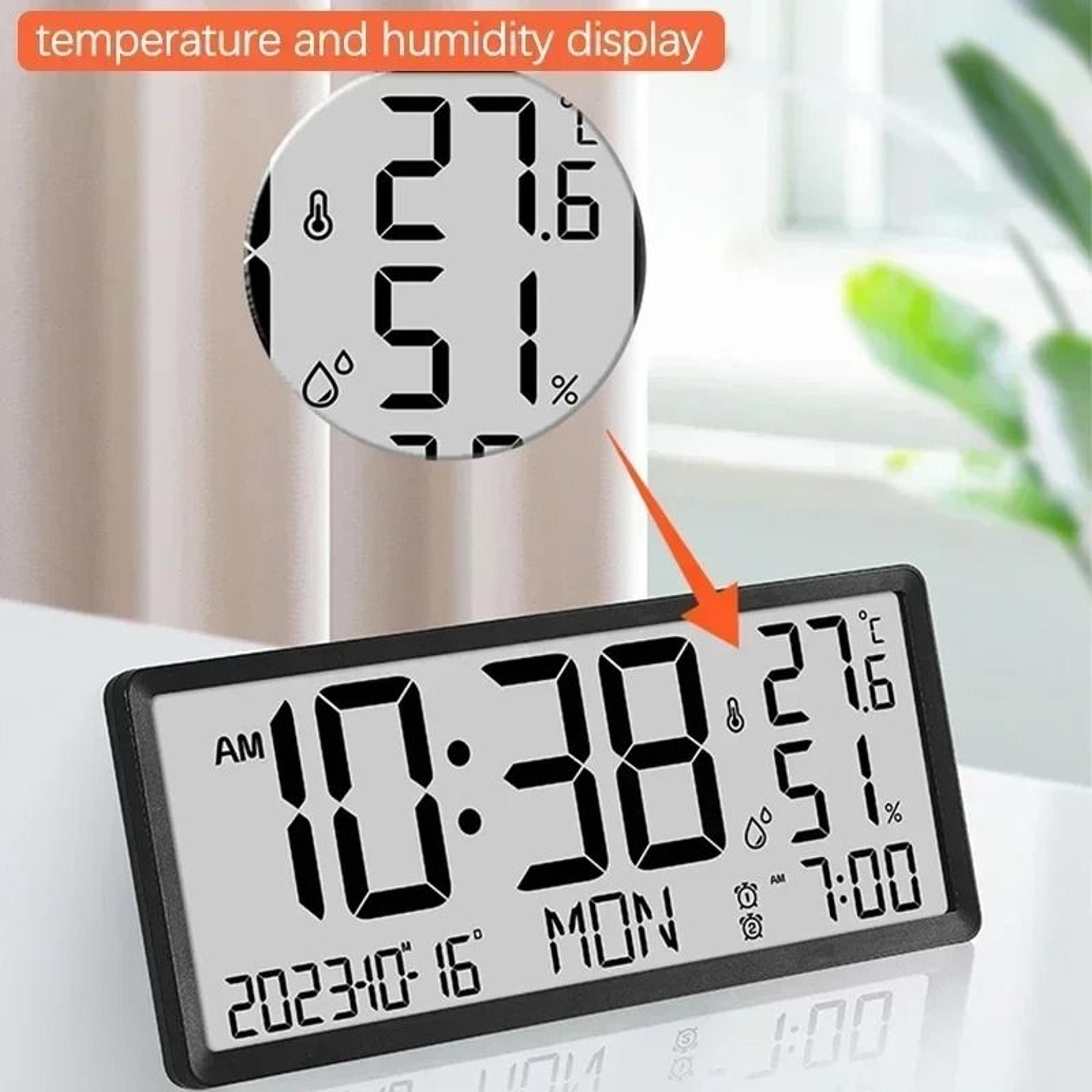 Large LCD Digital Clock With Temperature Humidity And Date Display 7