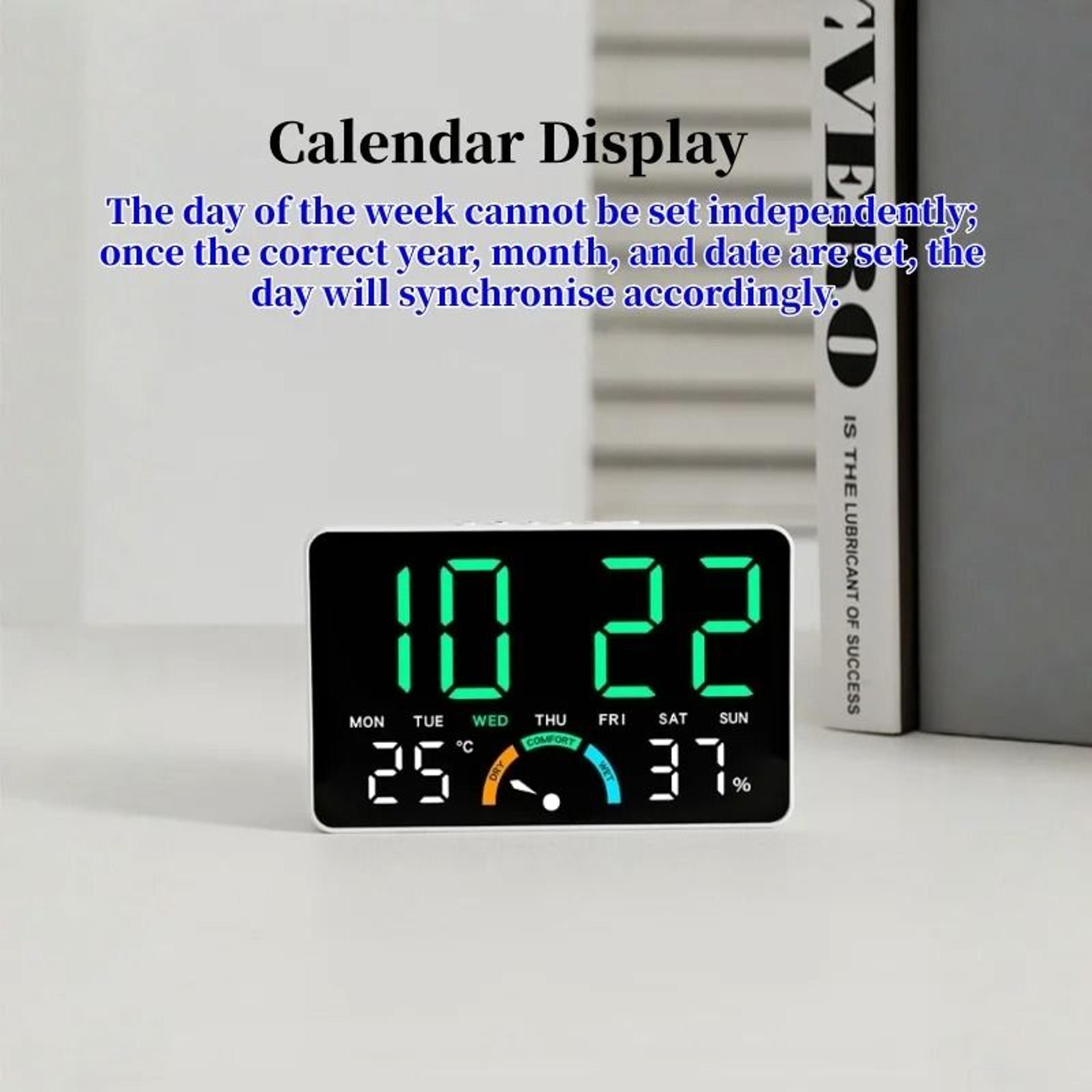 Smart Digital Alarm Clock With Temperature Humidity And Auto Dimming 11