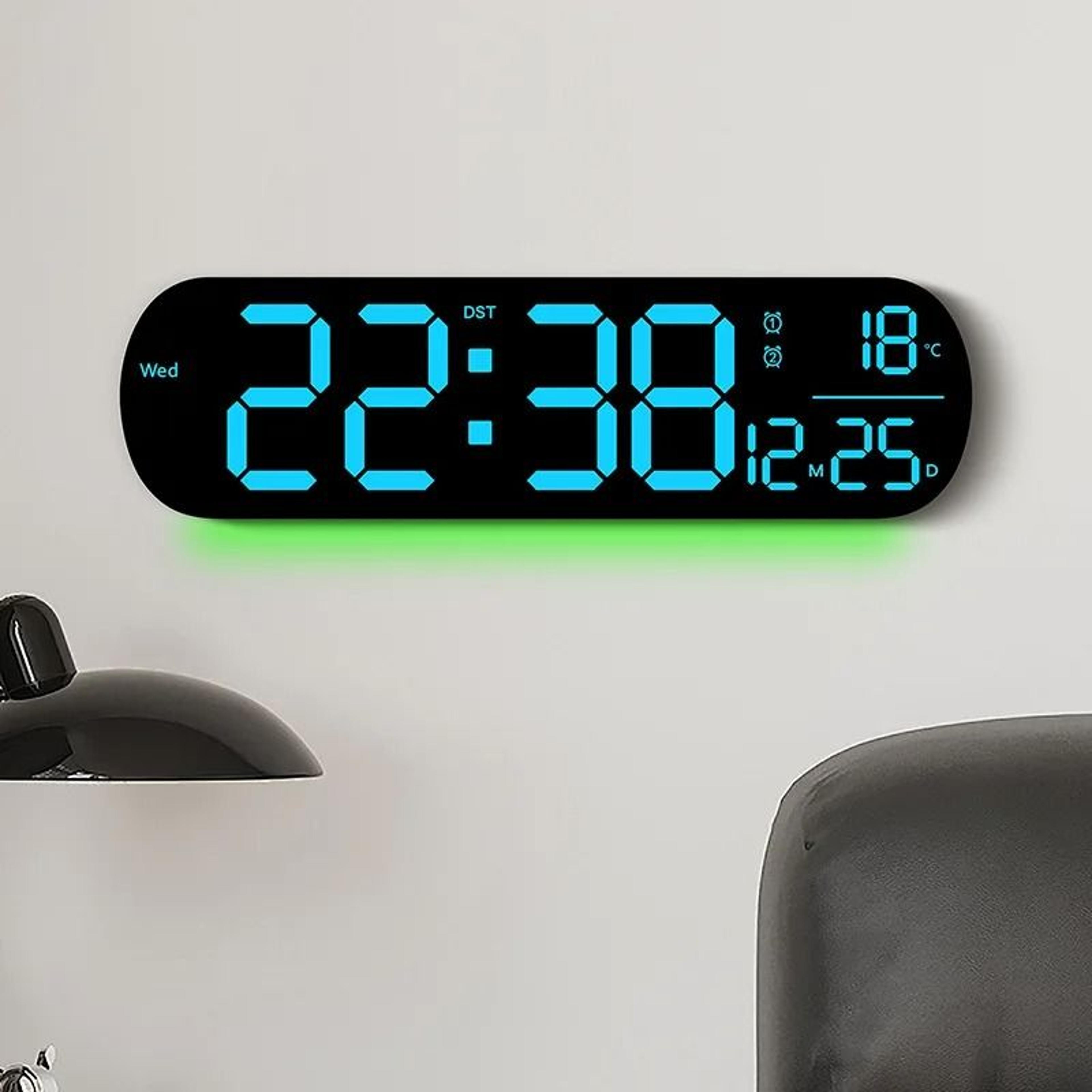 Large RGB Digital Wall Clock With Remote Control And Dual Alarms 13