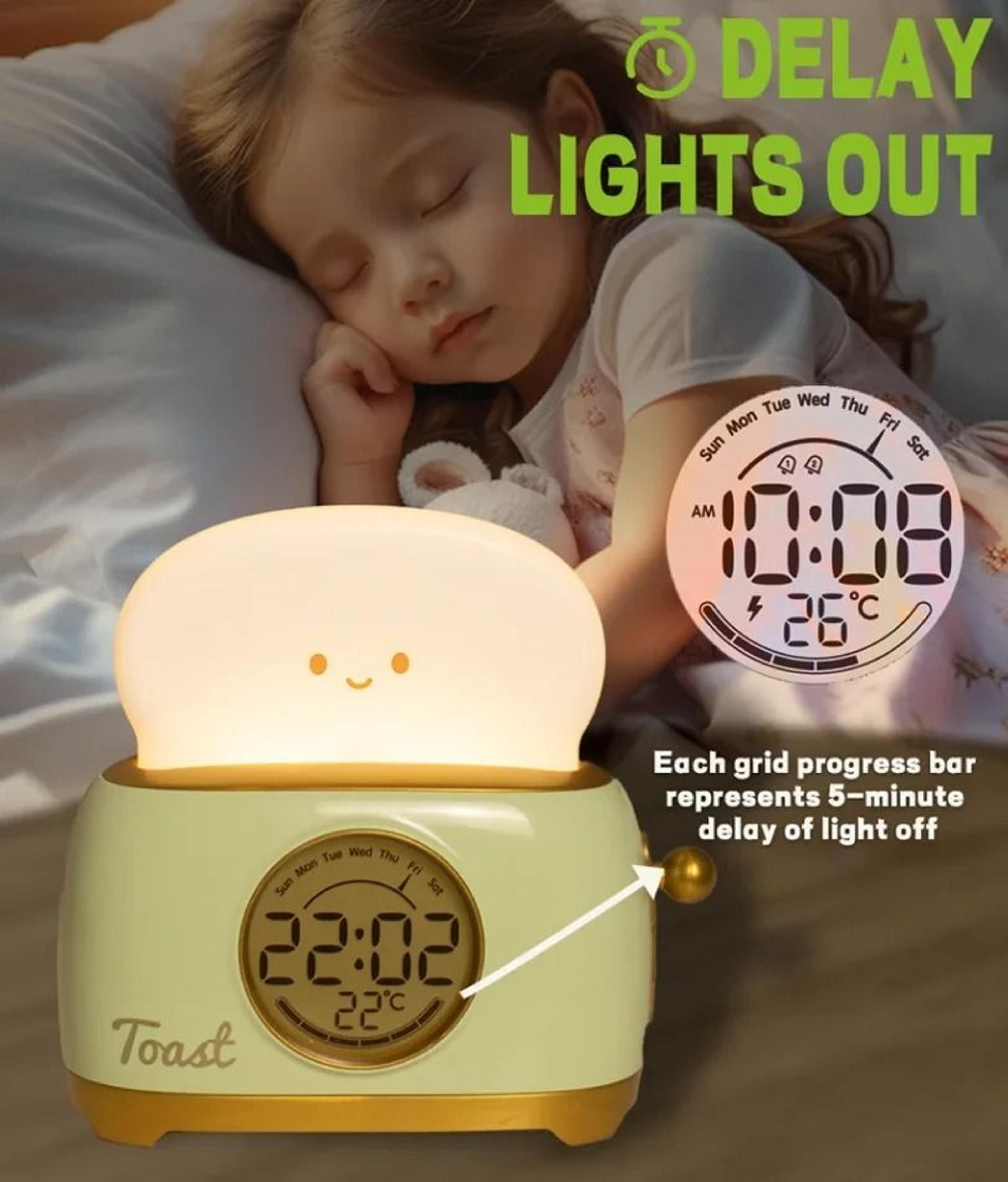 Kids Sleep Trainer Alarm Clock With LED Night Light And Temperature 2