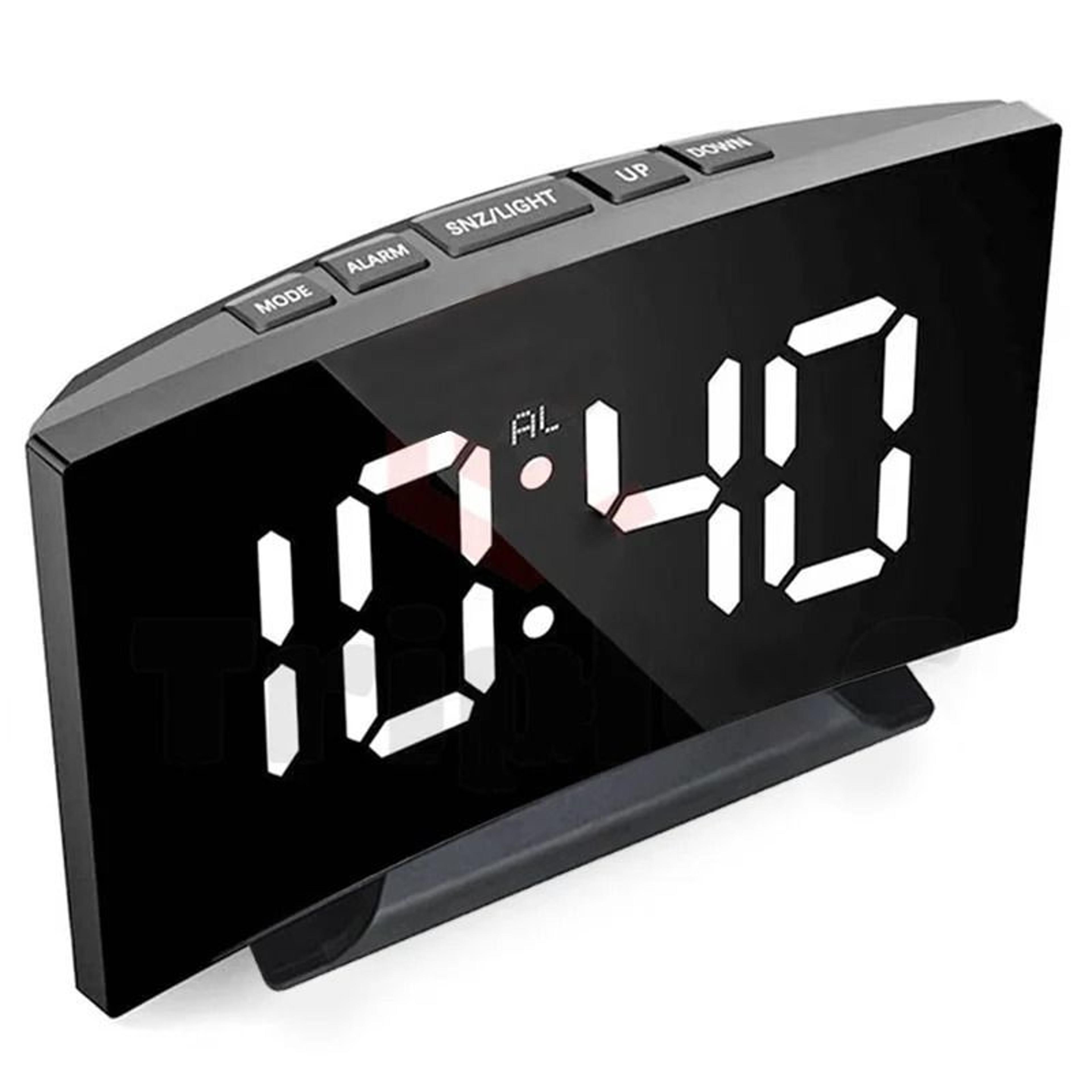IDEABEL Silent LED Mirror Alarm Clock With Large Digital Display 4