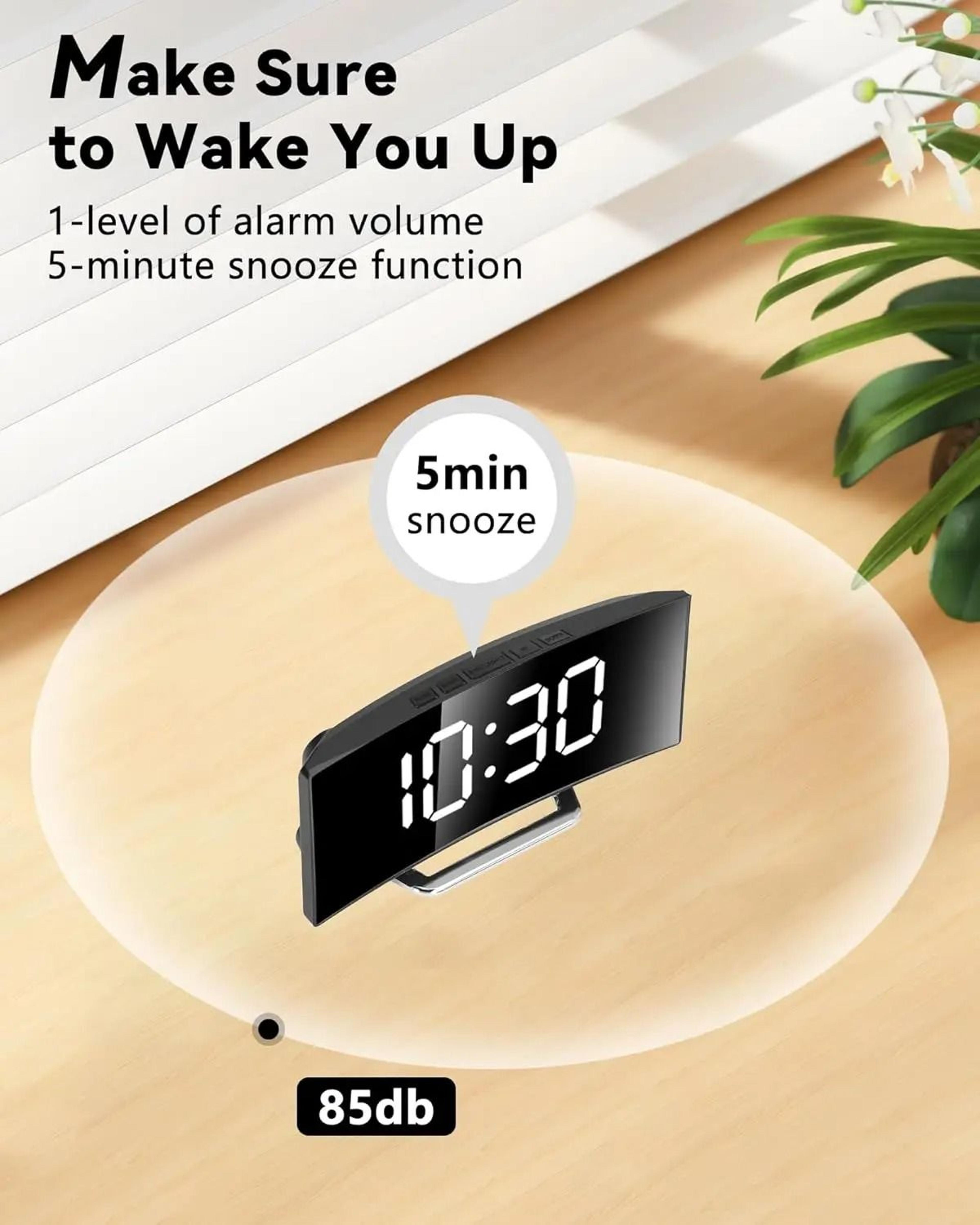 IDEABEL Silent LED Mirror Alarm Clock With Large Digital Display 8