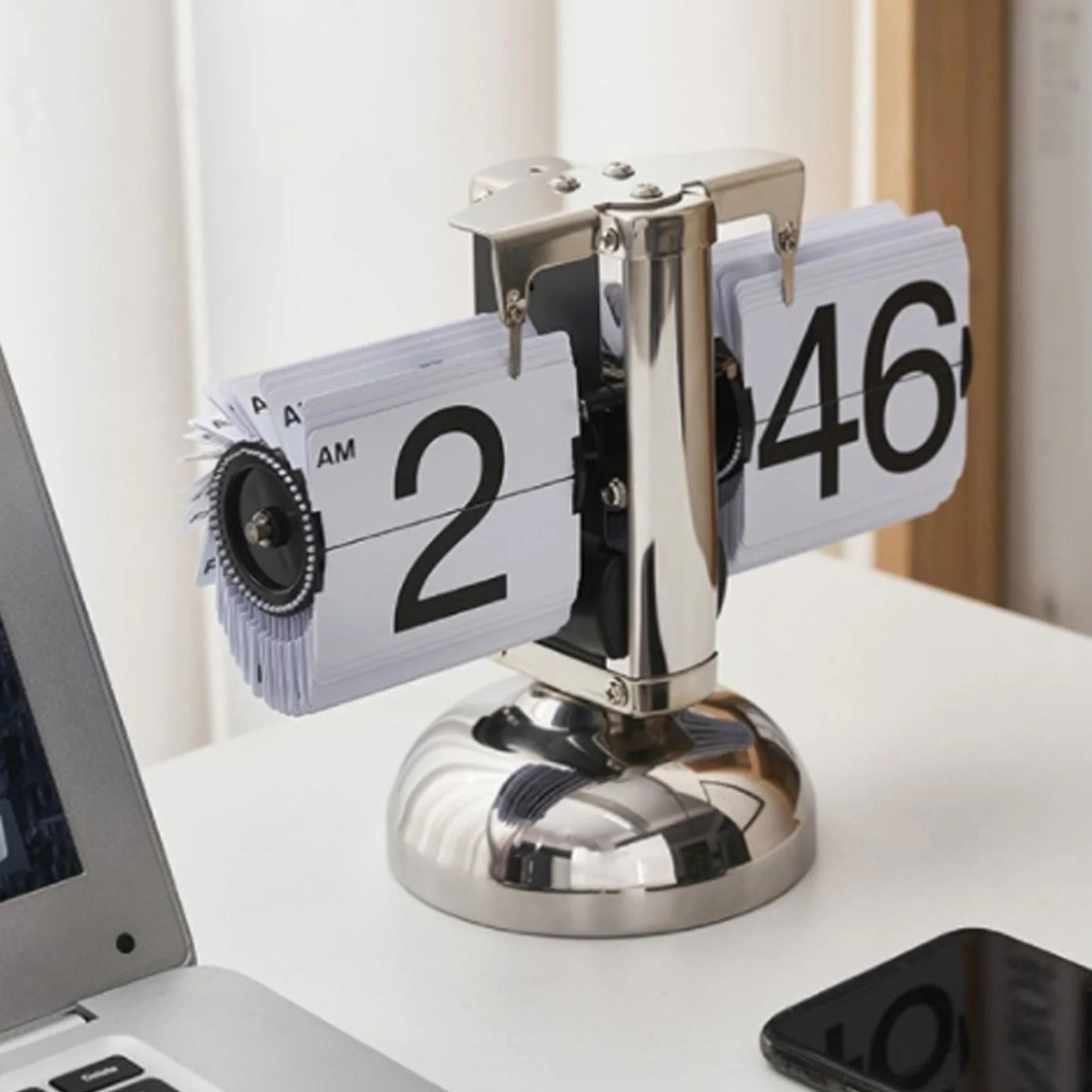 Retro Automatic Flip Desk Clock With Minimalist Single Foot Design 7