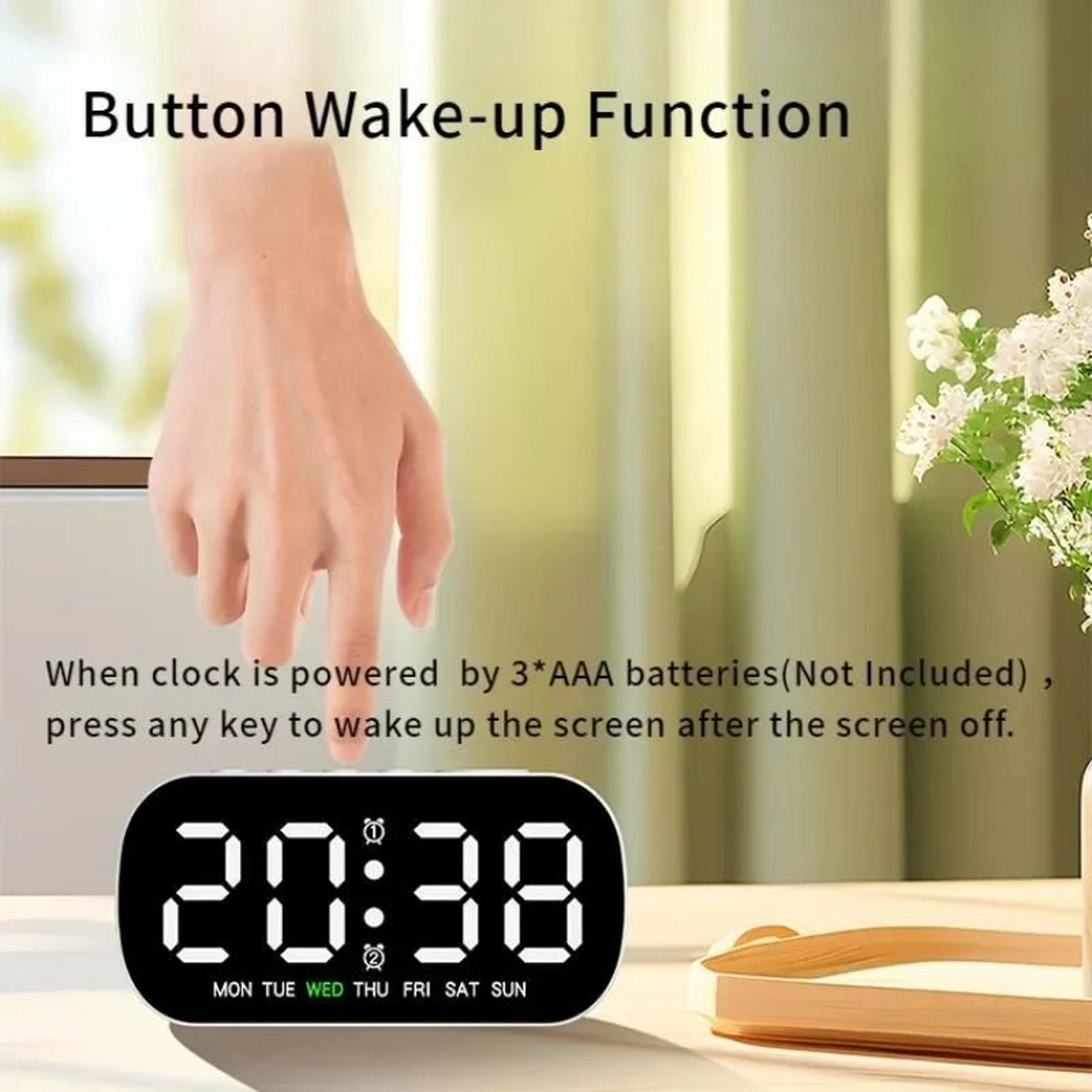 LED Alarm Clock With Dual Alarms And Adjustable Brightness 8