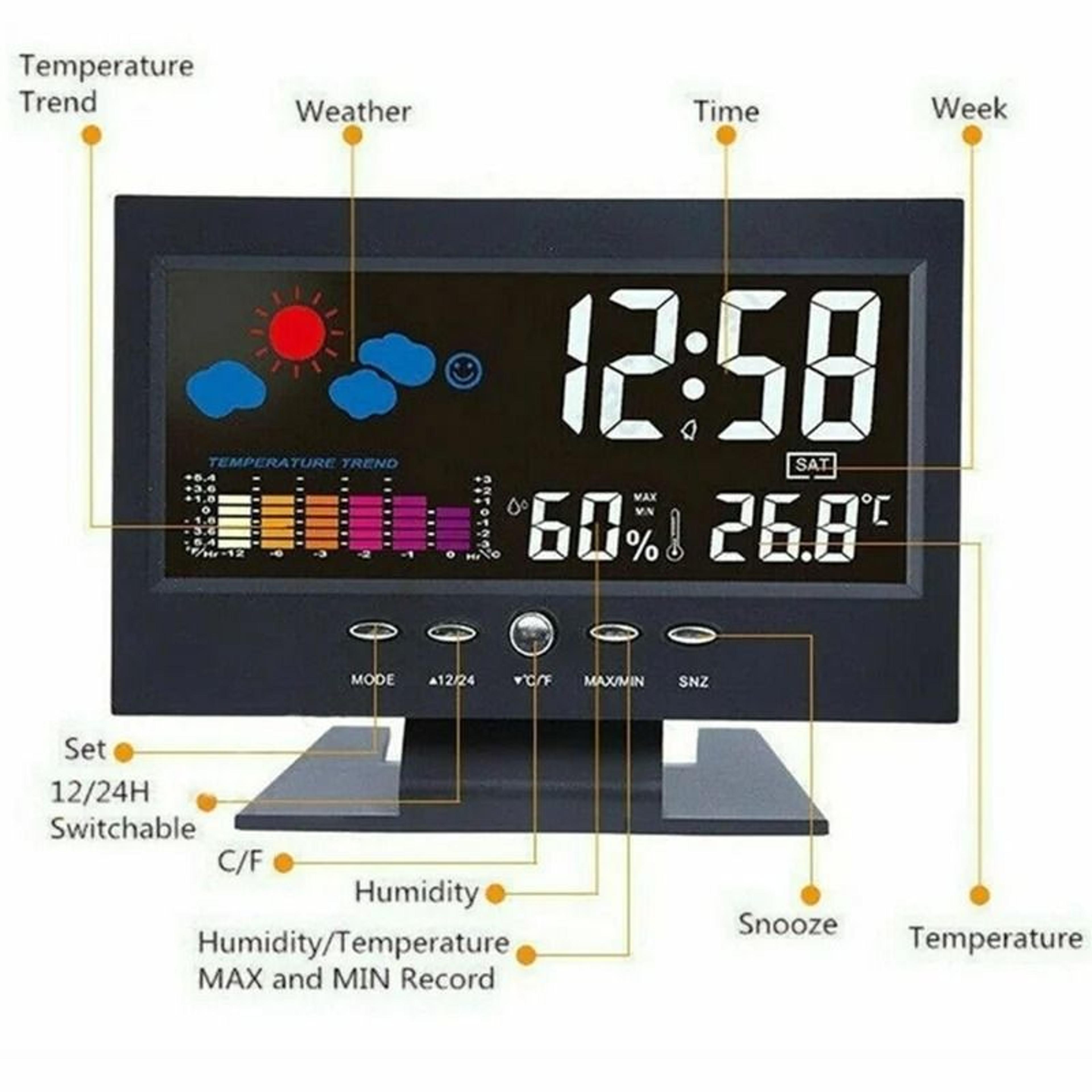 Smart Digital Weather Clock With Temperature Humidity Monitor And Calendar 2