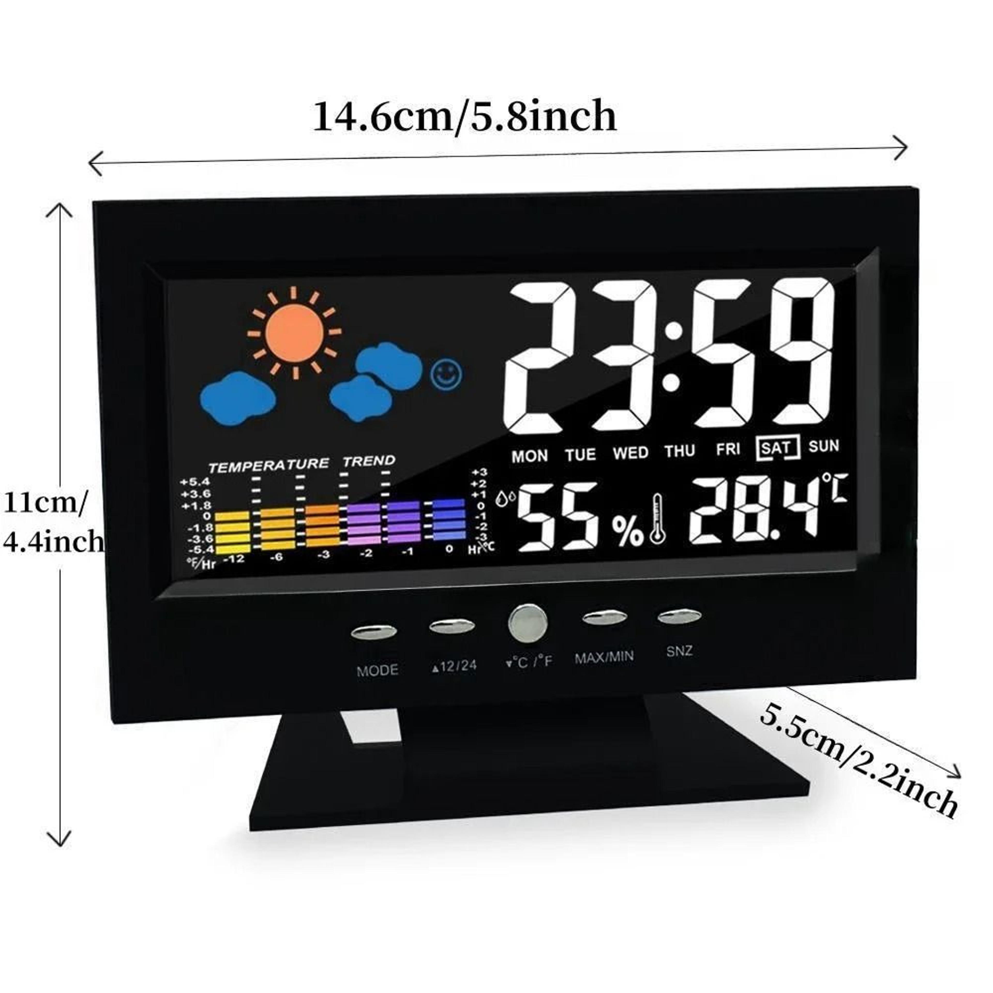 Smart Digital Weather Clock With Voice Control And Temperature Humidity Display 3
