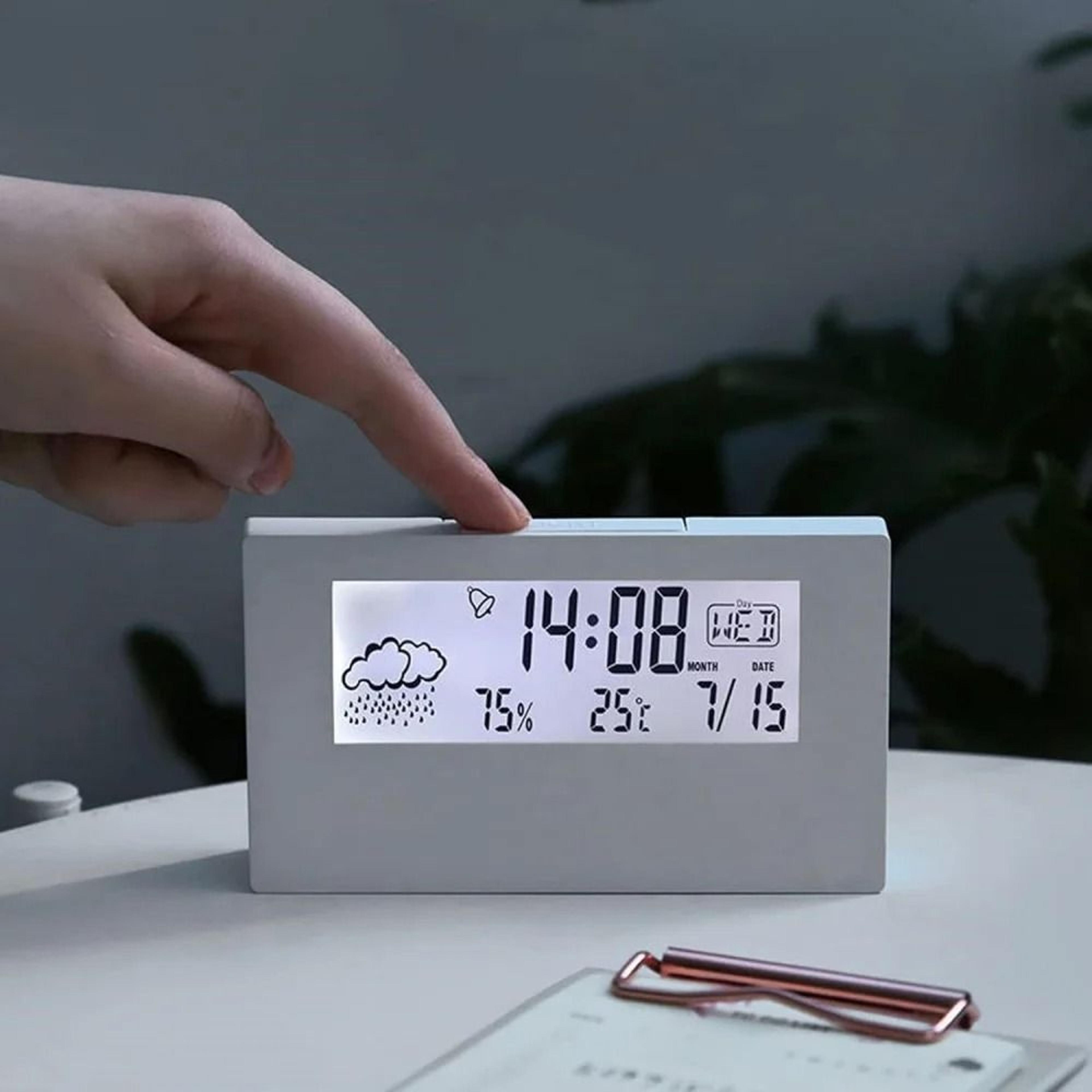 Smart LCD Digital Alarm Clock With Night Light And Temperature Humidity Display 4