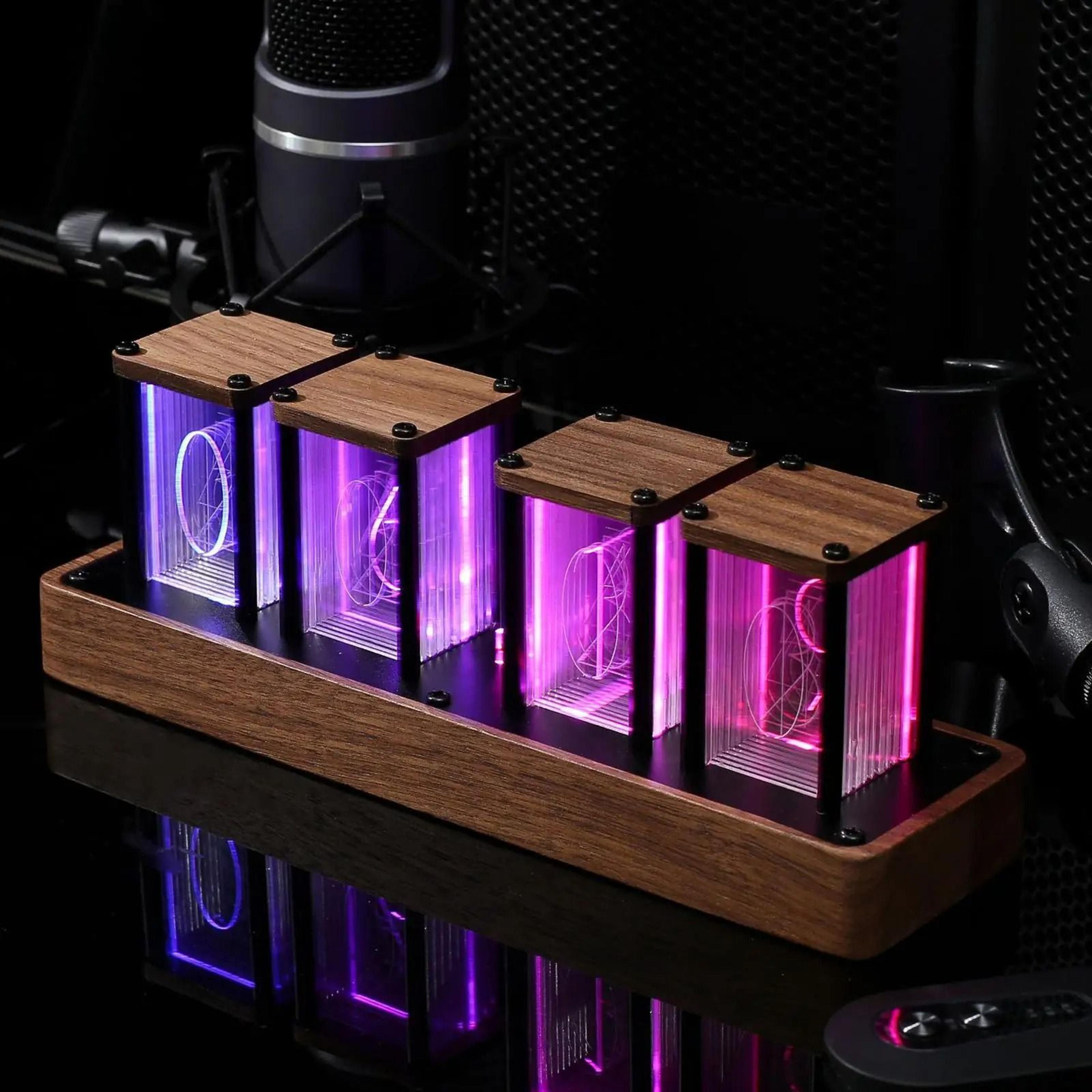 Colorful Nixie Tube Clock With RGB LED Display And Alarm 1