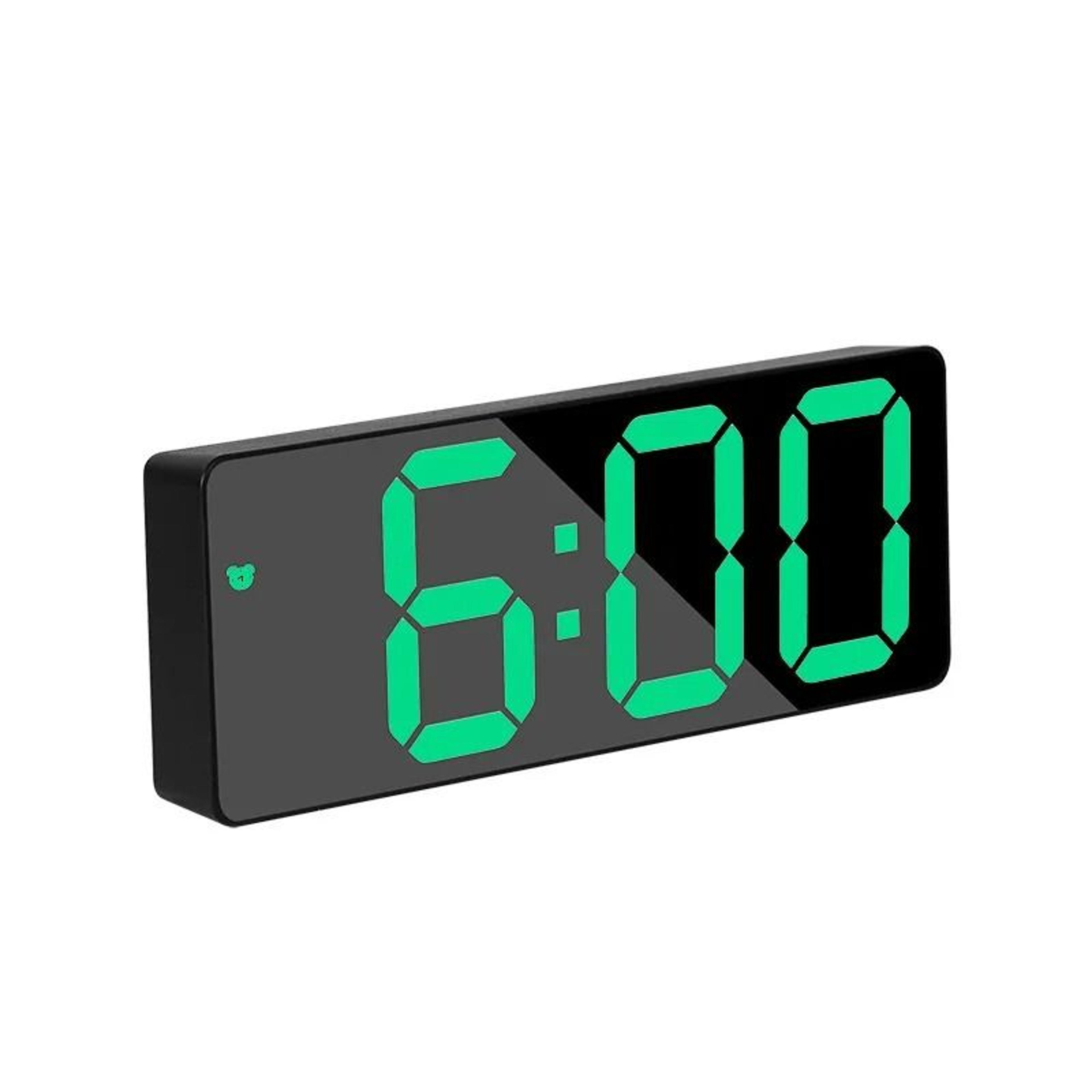 Modern LED Digital Alarm Clock With Curved Mirror And Temperature Display 6
